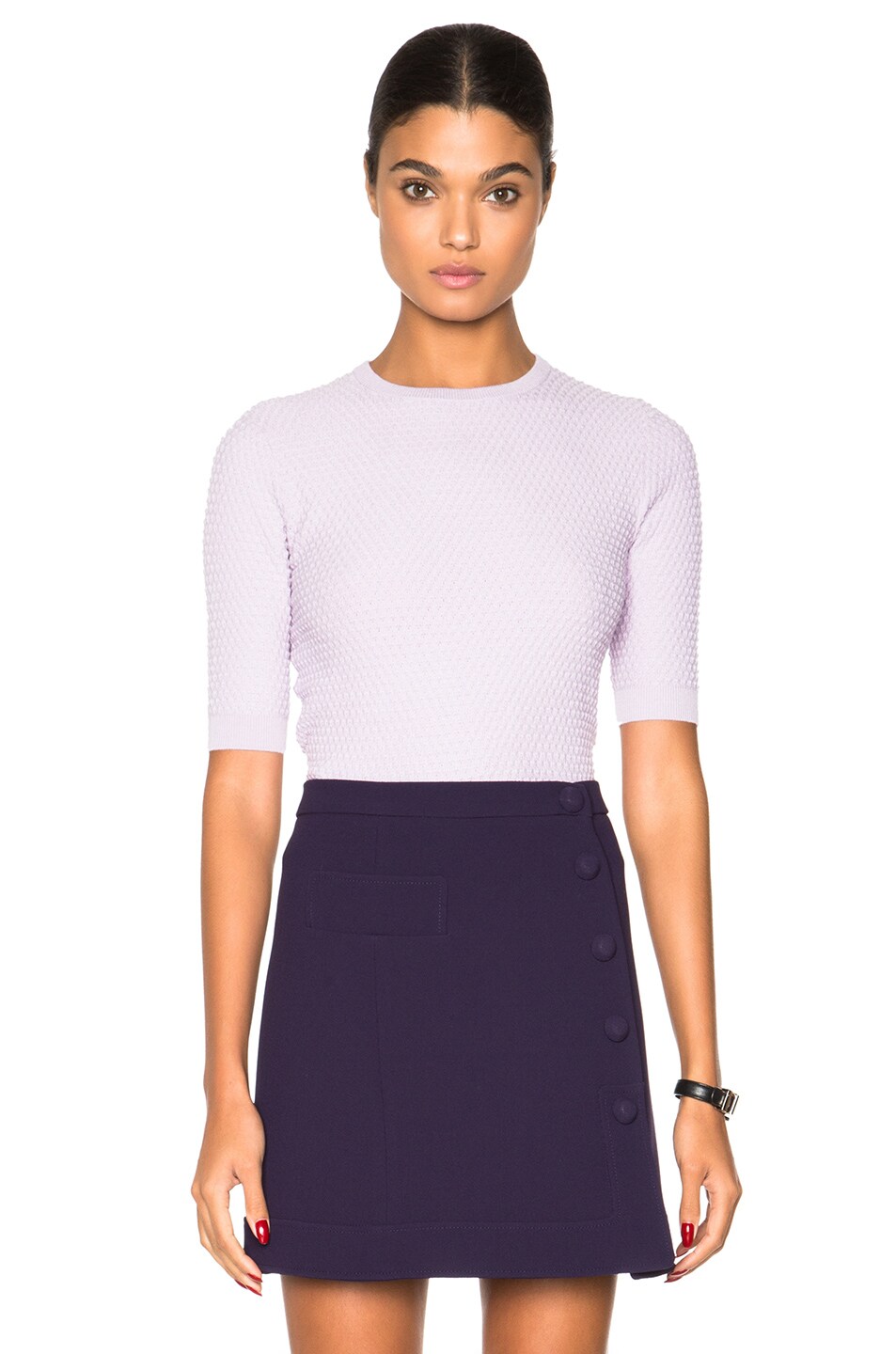 Image 1 of Carven Short Sleeve Pullover Sweater in Lilac