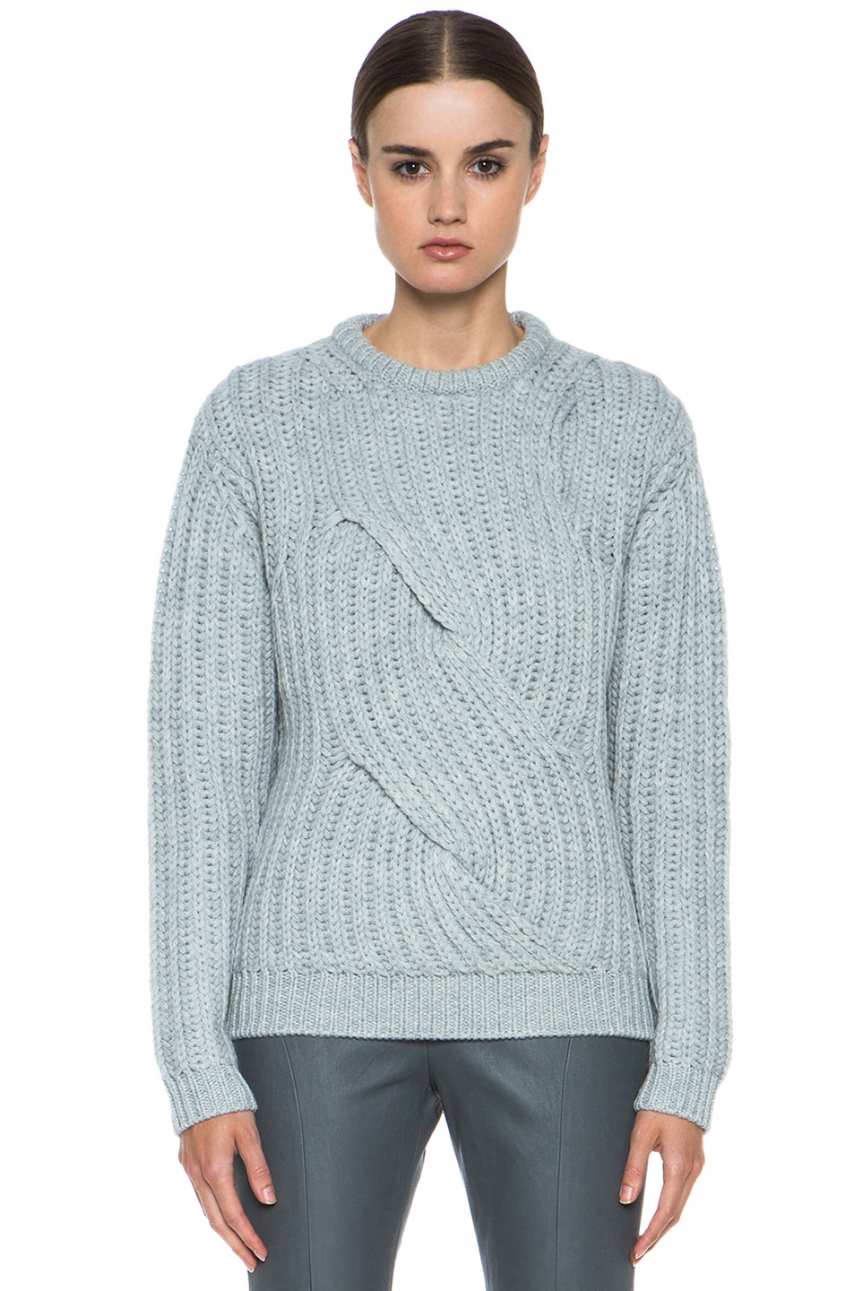 Image 1 of Carven Twisted Knit Short Sweater in Grey