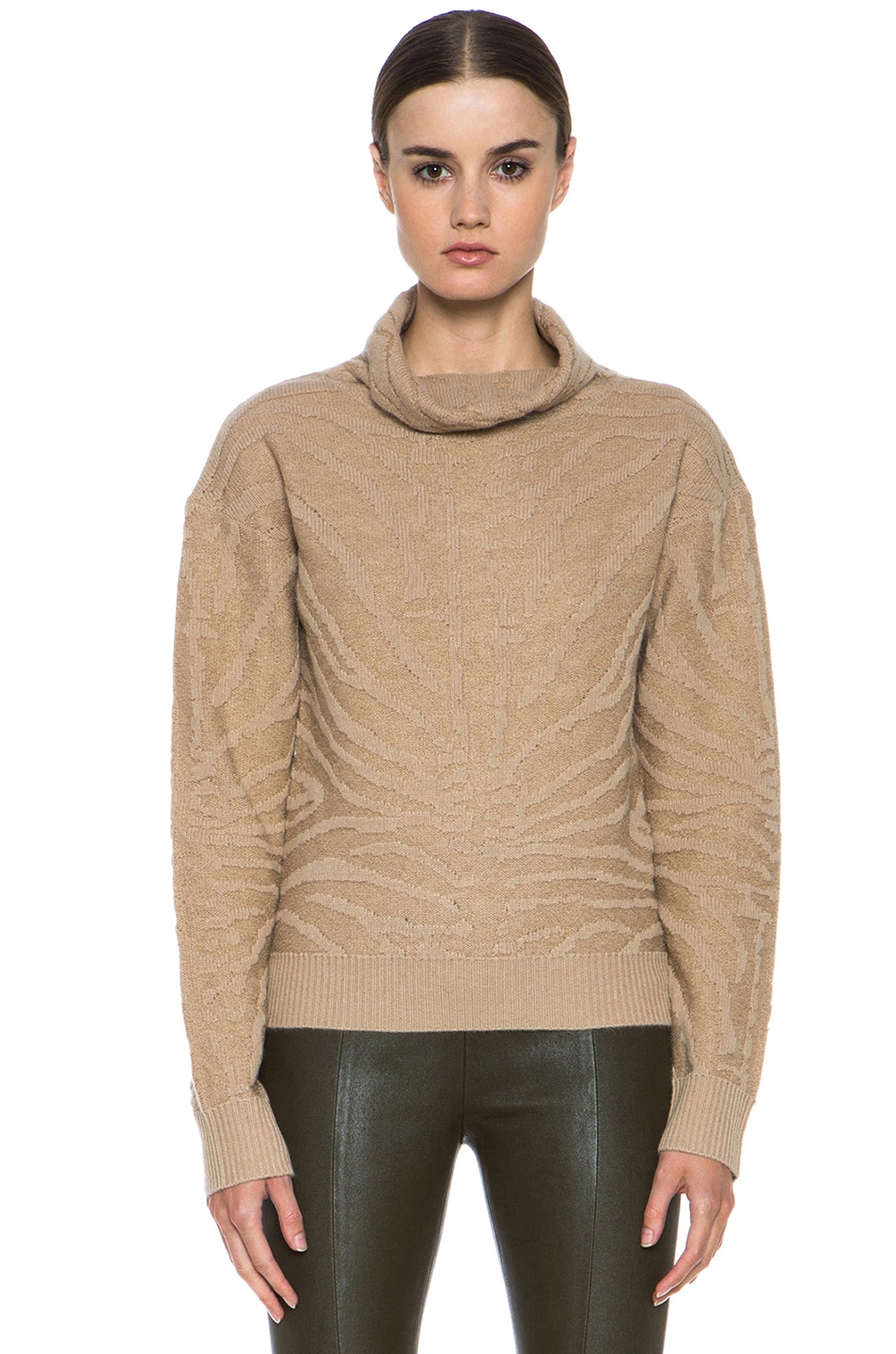Image 1 of Carven Angora Turtleneck Sweater in Camel
