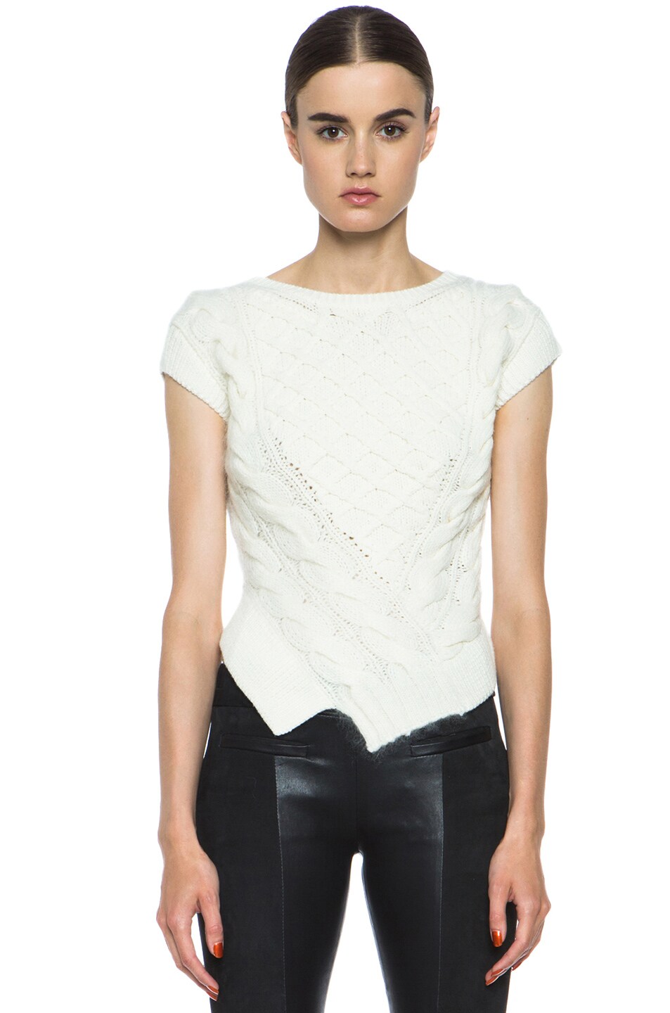 Image 1 of Carven Twisted Knit Sweater in Ecru
