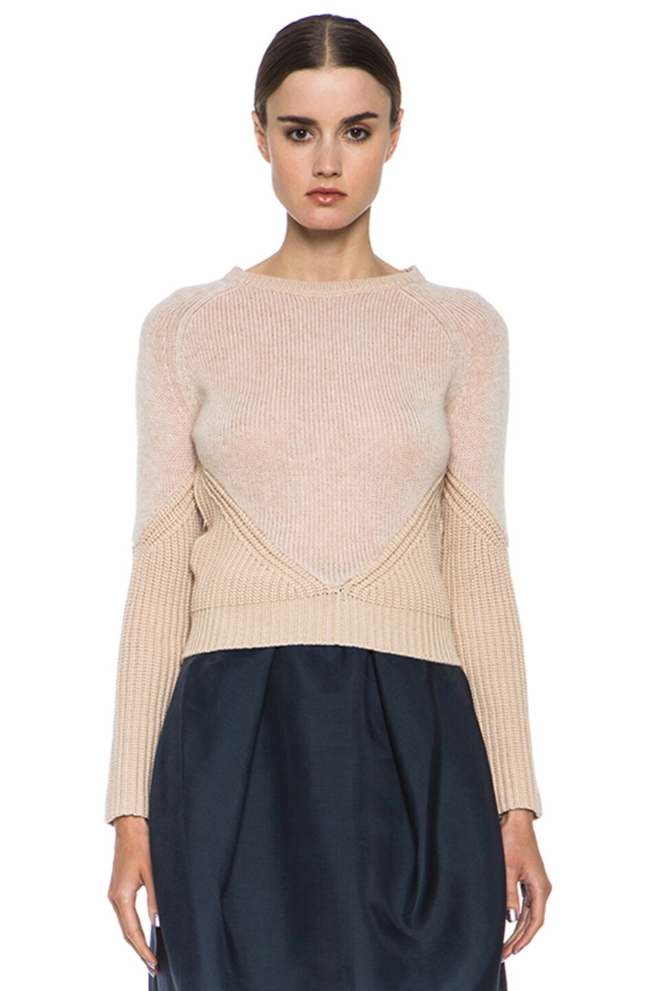 Image 1 of Carven Contrasted Knit Sweater in Blush