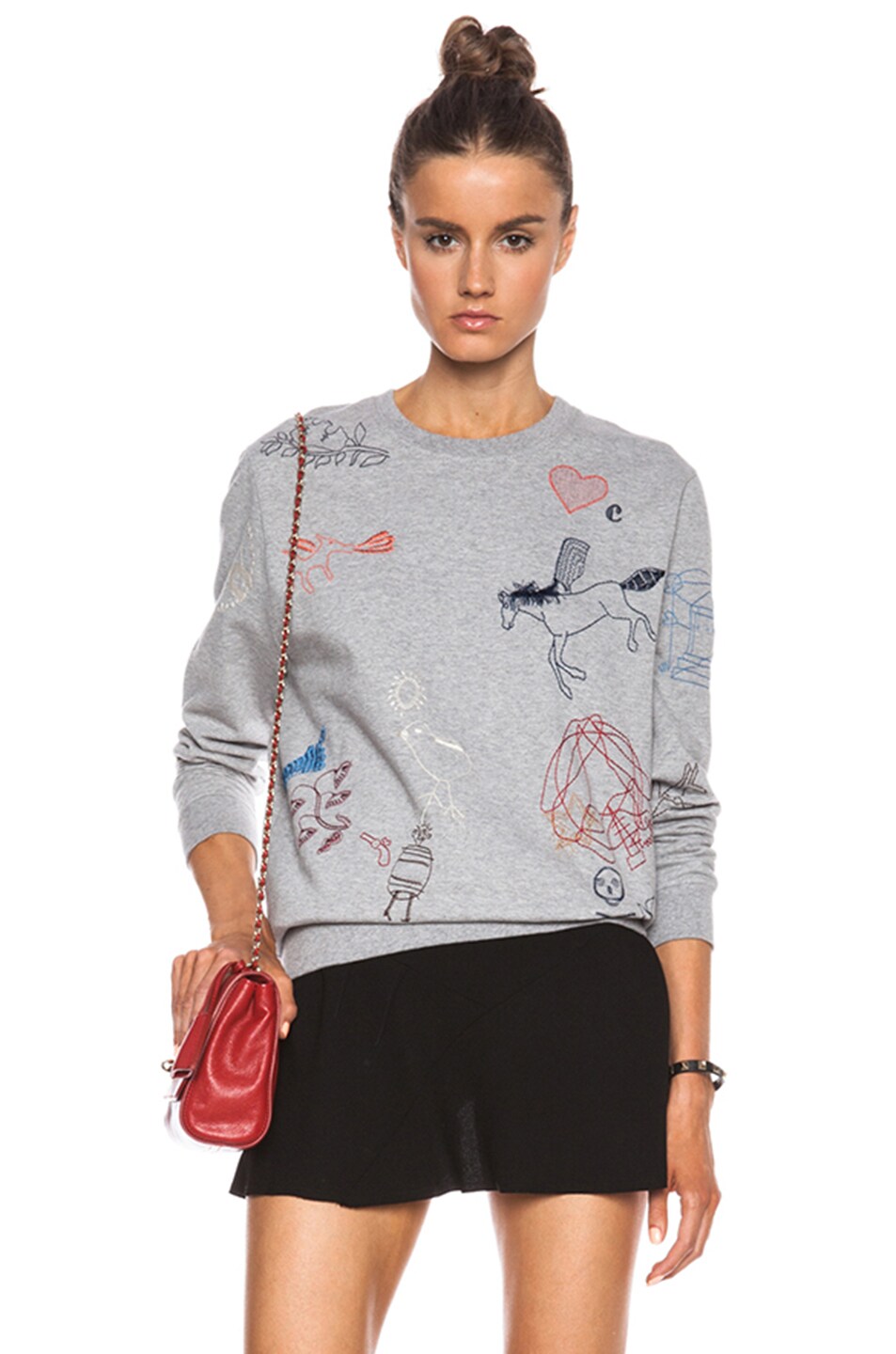 Image 1 of Carven Character Embroidered Sweatshirt in Grey & Multi