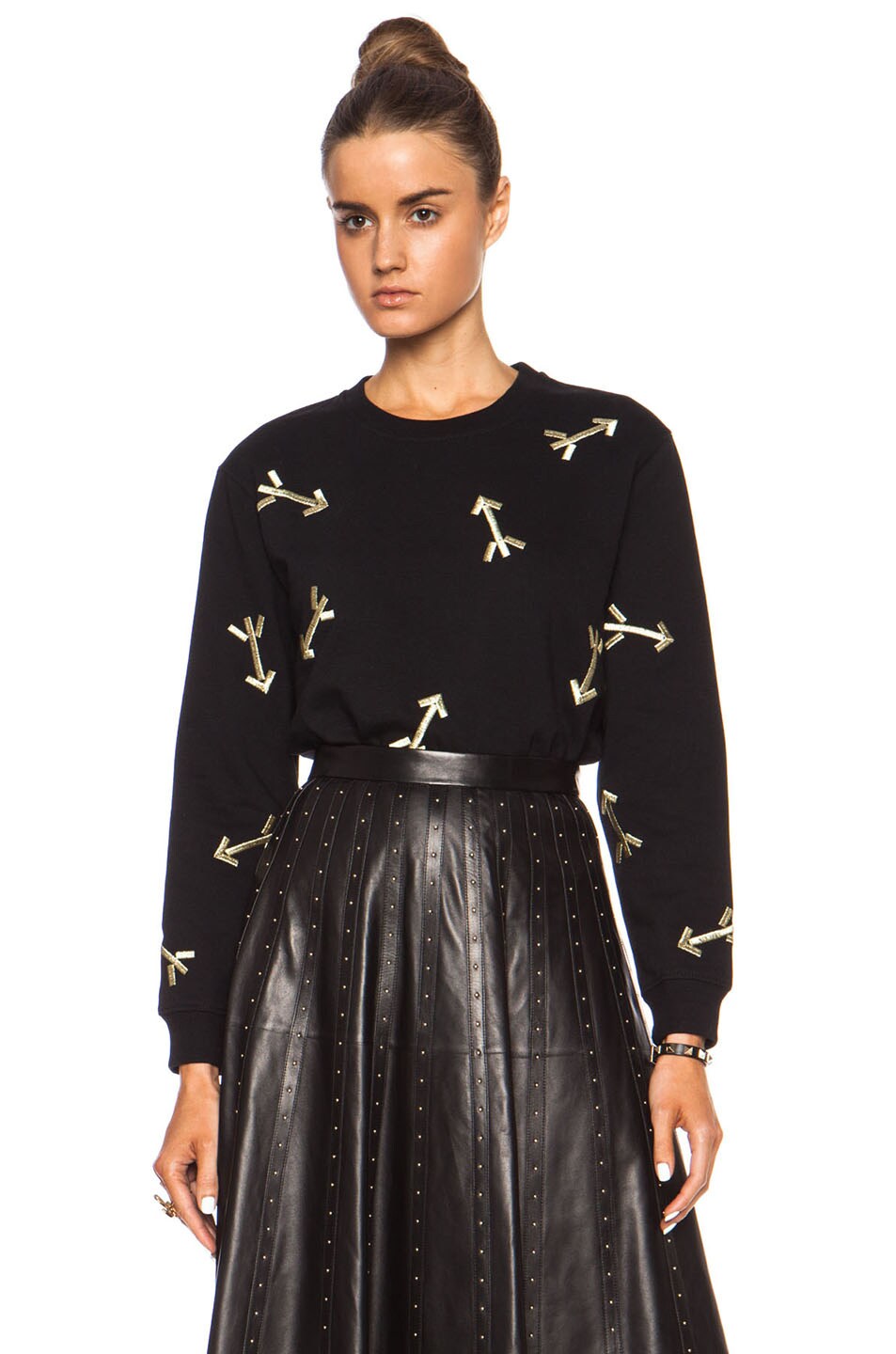 Image 1 of Carven Embroidered Arrows Cotton Sweatshirt in Black