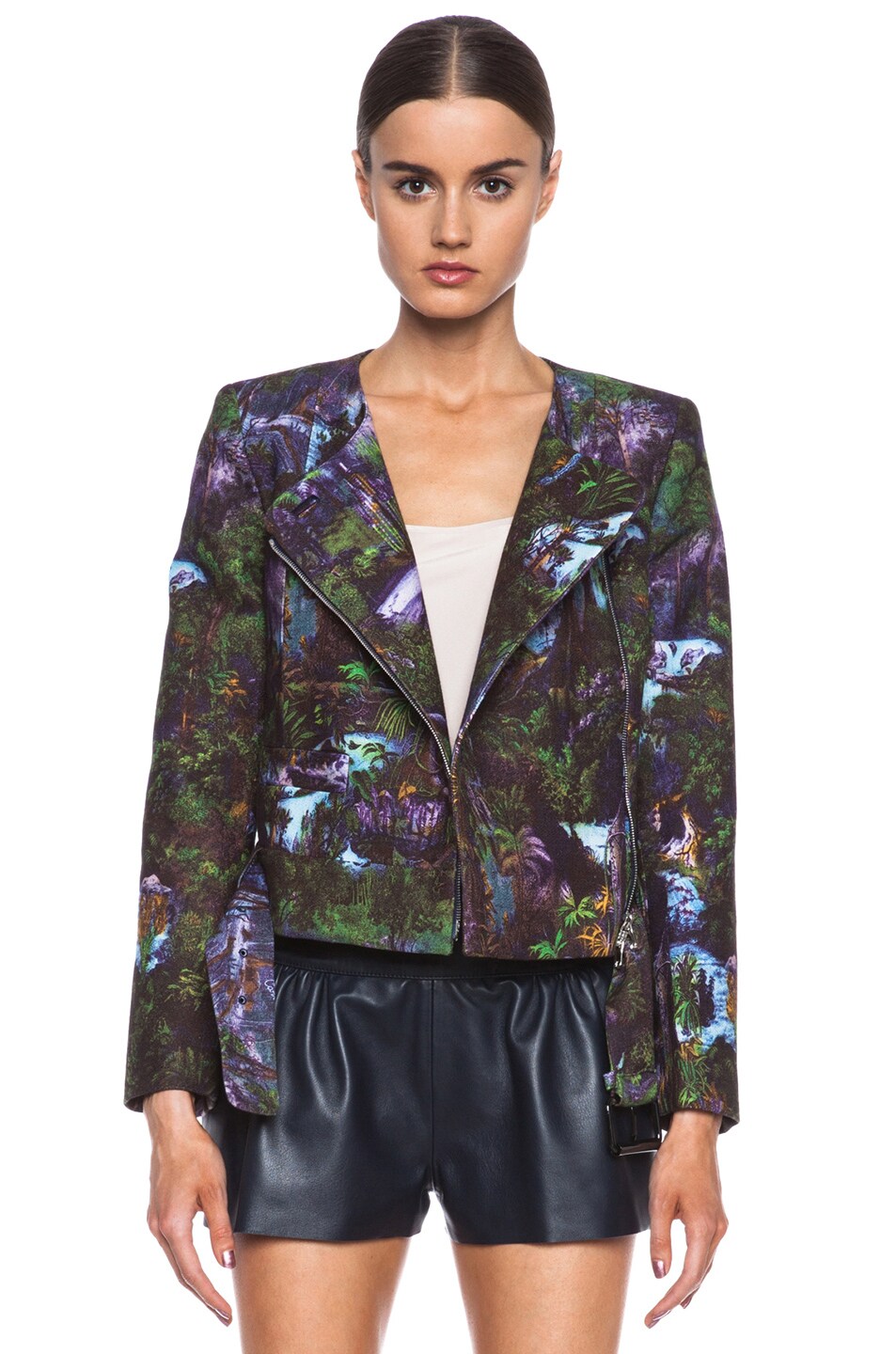 Image 1 of Carven Printed Crepe Jacket in Night Blue