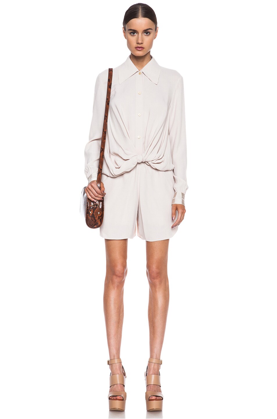 Image 1 of Carven Technical Crepe Romper in Sand