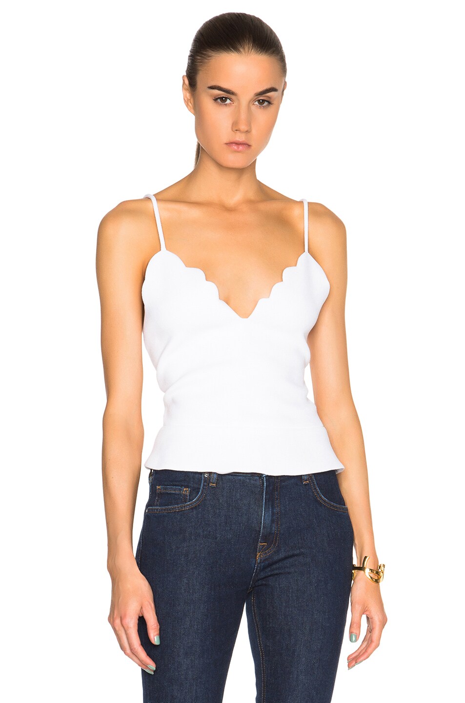 Image 1 of Carven Scalloped Peplum Top in Blanc