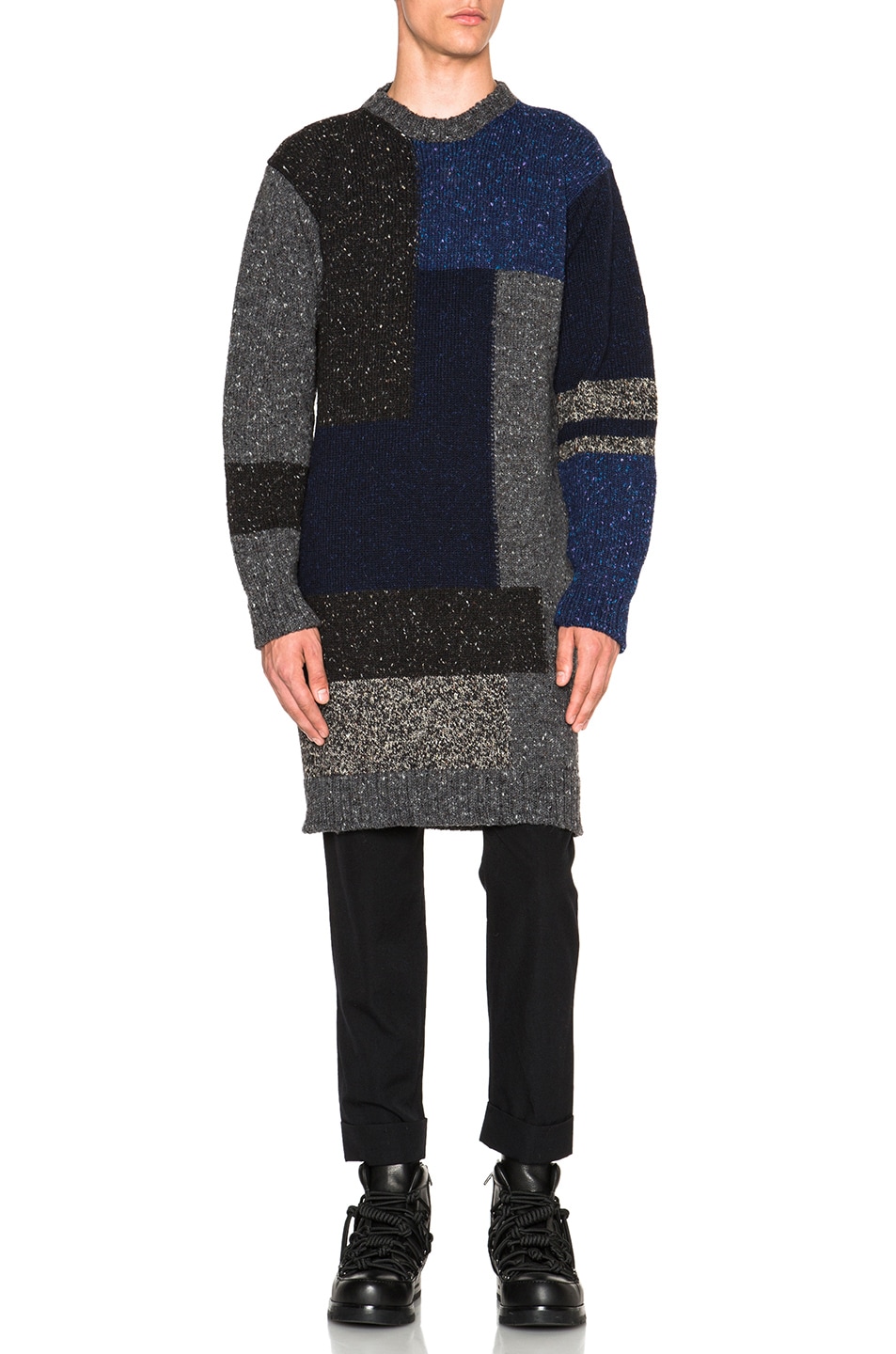 Image 1 of Casely-Hayford McCartney Elongated Patchwork Sweater in Navy