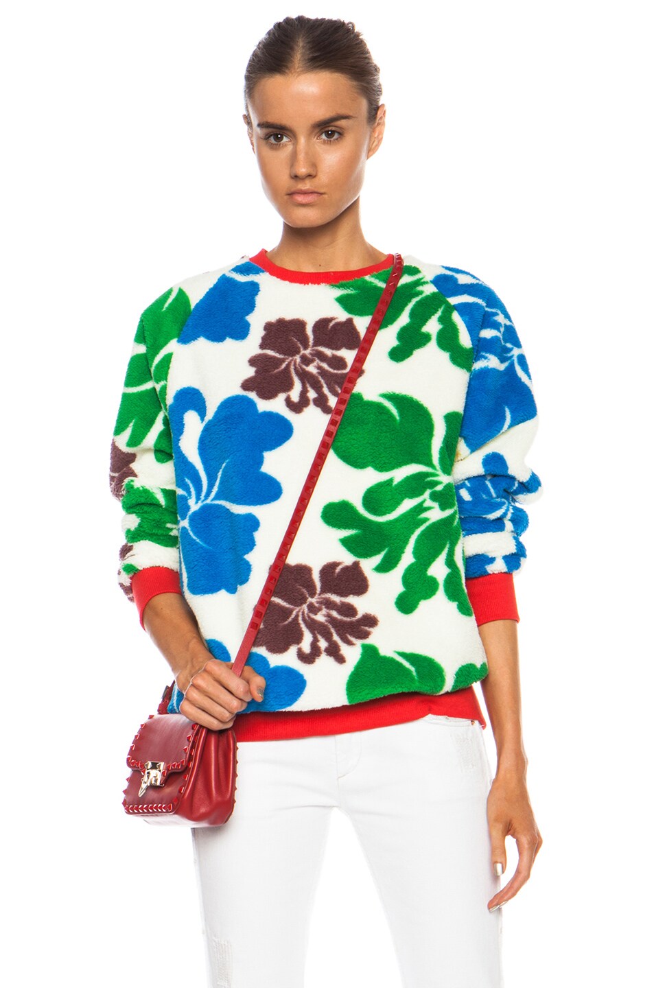 Image 1 of Casely-Hayford Galton Oversized Poly Sweatshirt in Blue & Cream
