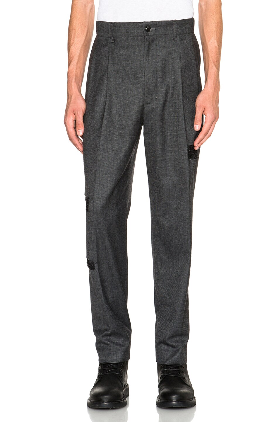 Image 1 of Casely-Hayford Beckwith Frayed Effect Tapered Trousers in Grey