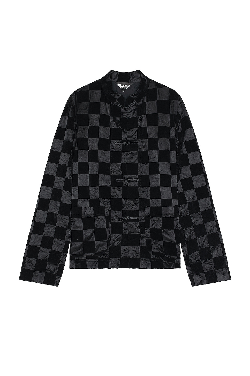 Image 1 of COMME des GARCONS BLACK Checkered Flock Jacket in Black & Black