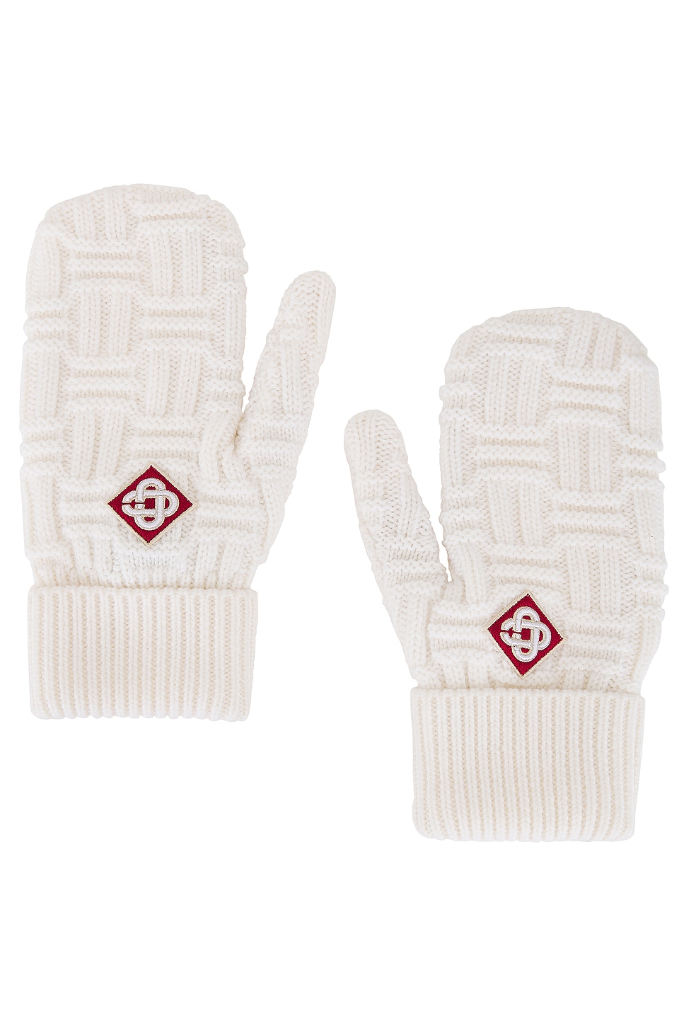 Shop Casablanca Column Stitch Mittens In White