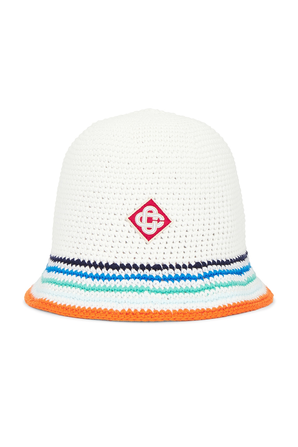 Striped Crochet Hat in White