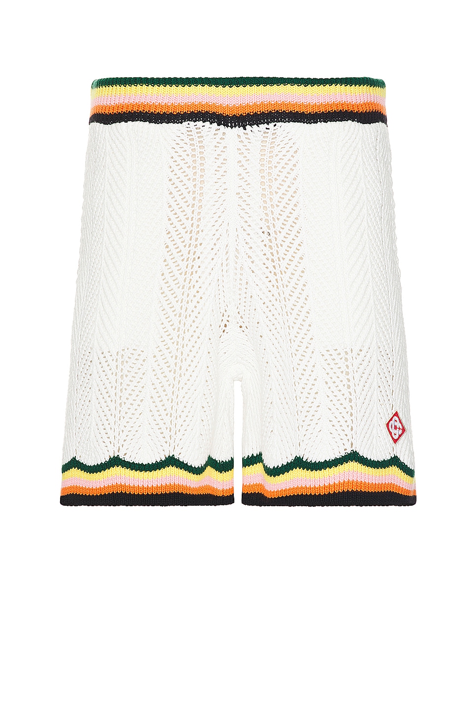 Image 1 of Casablanca Chevron Lace Shorts in White & Multi