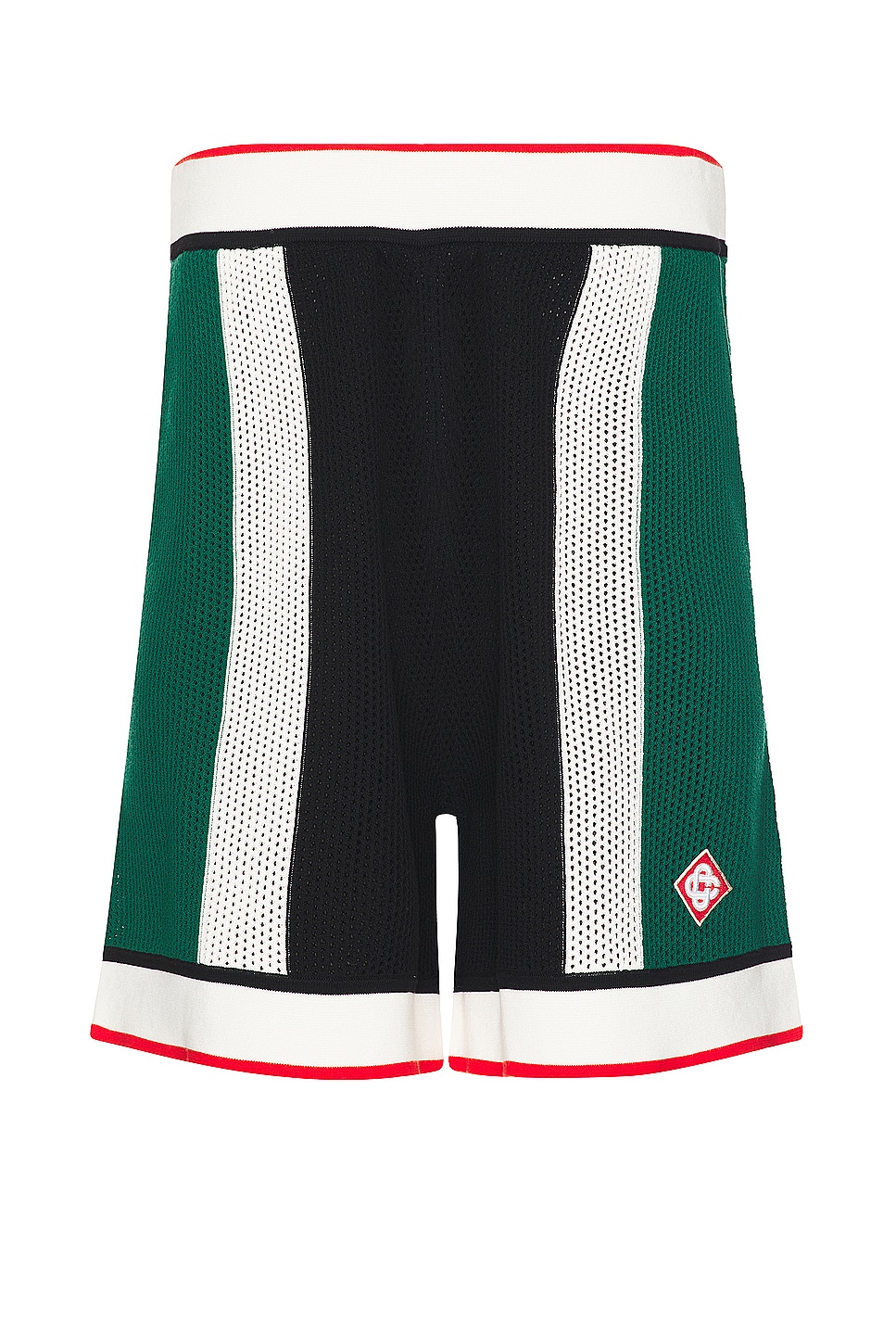 Image 1 of Casablanca Striped Mesh Shorts in Green & White Stripe