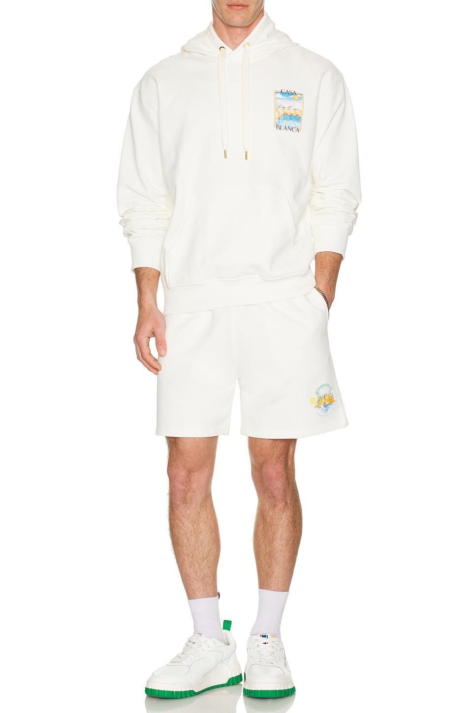 Image 1 of Casablanca Oasis Printed Sweatshorts in Off White