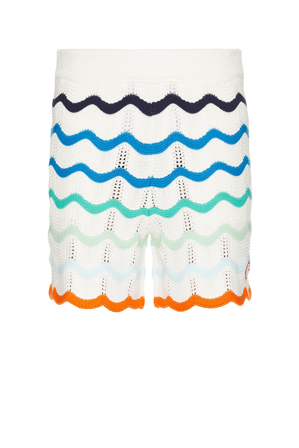 Gradient Wave Texture Shorts in White,Blue