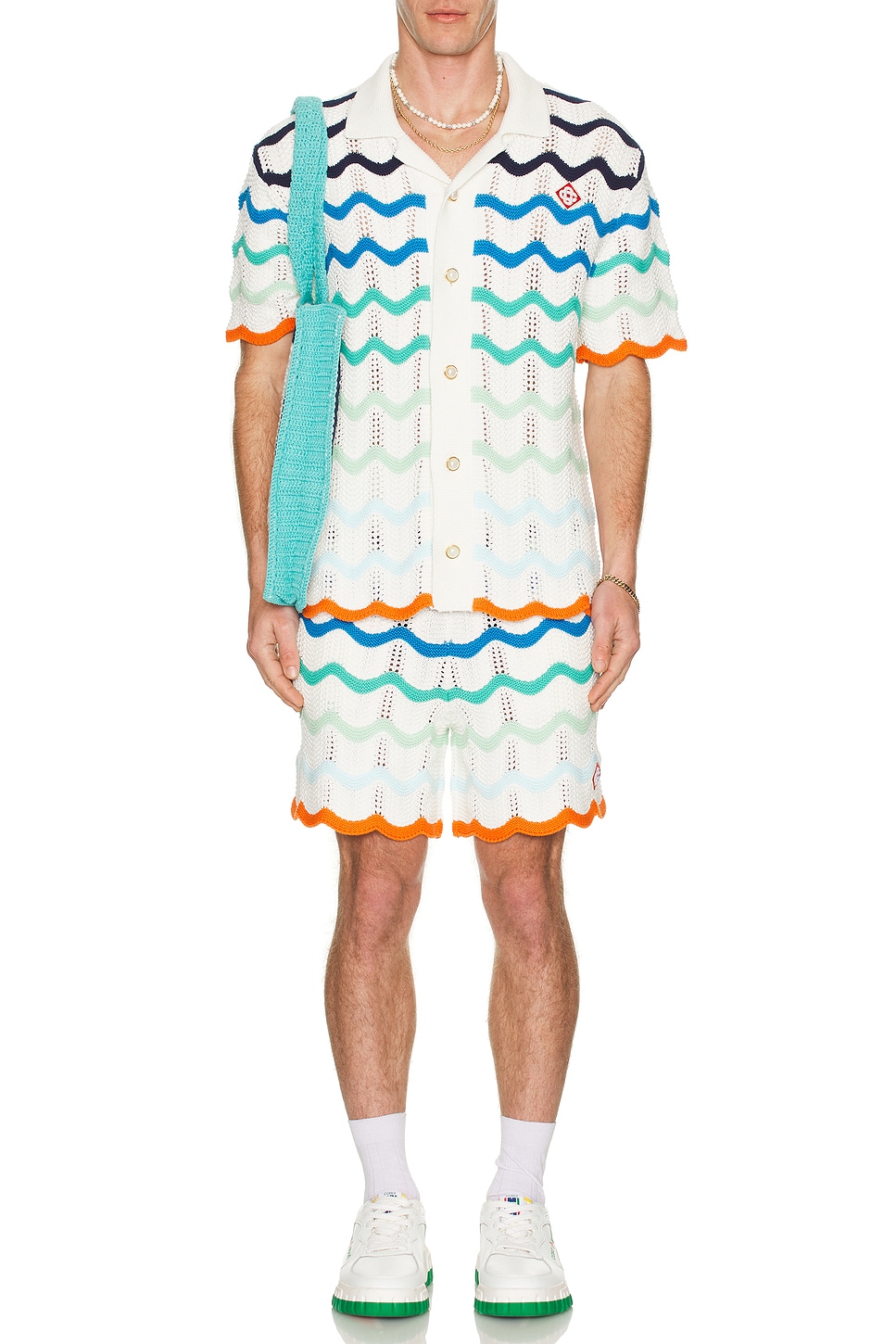 Image 1 of Casablanca Gradient Wave Texture Shorts in Wave
