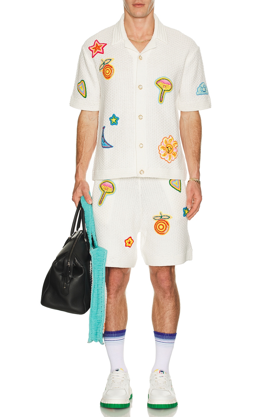 Image 1 of Casablanca Crochet Shorts With Patches in White