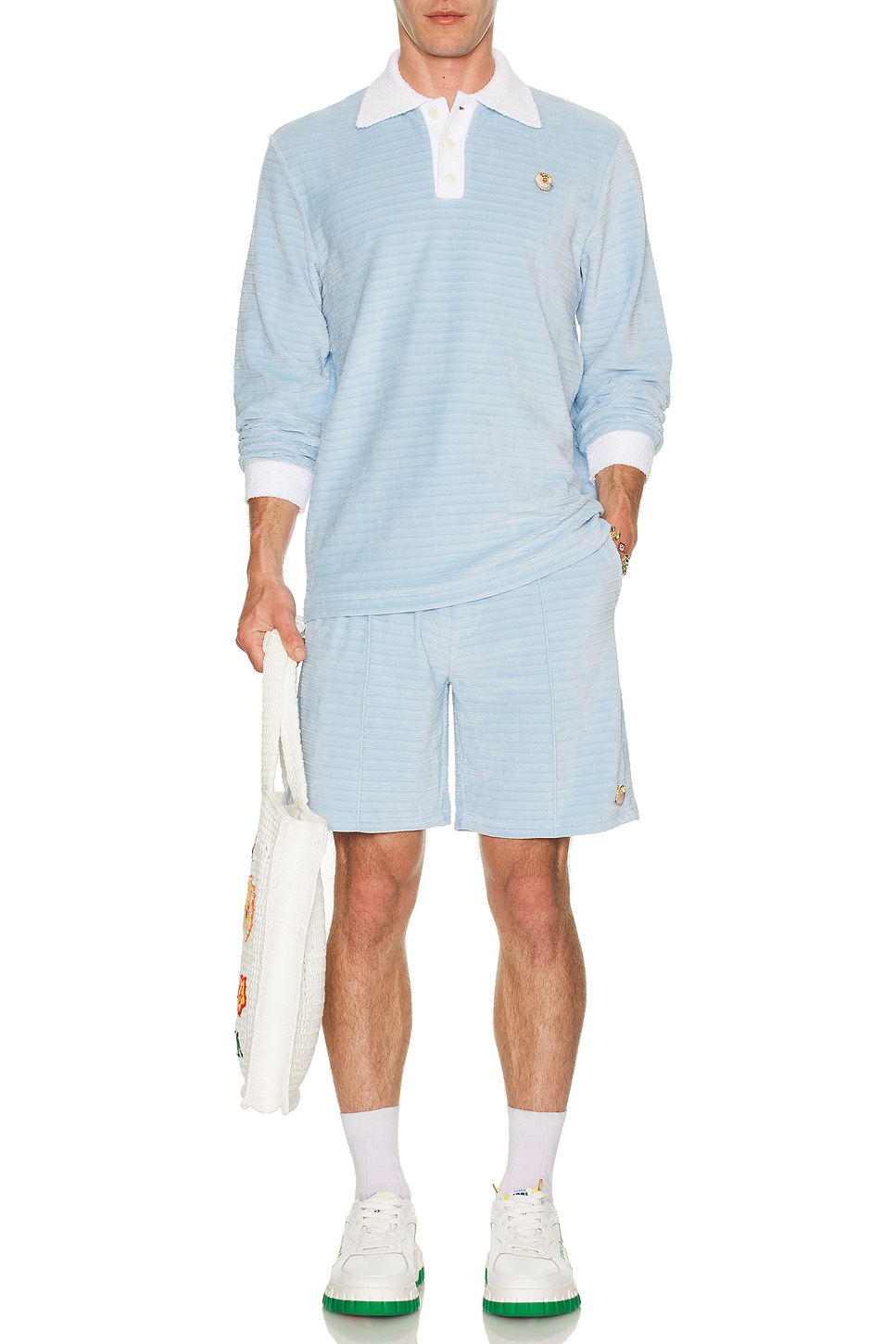 Image 1 of Casablanca Velour Pintuck Shorts in Blue