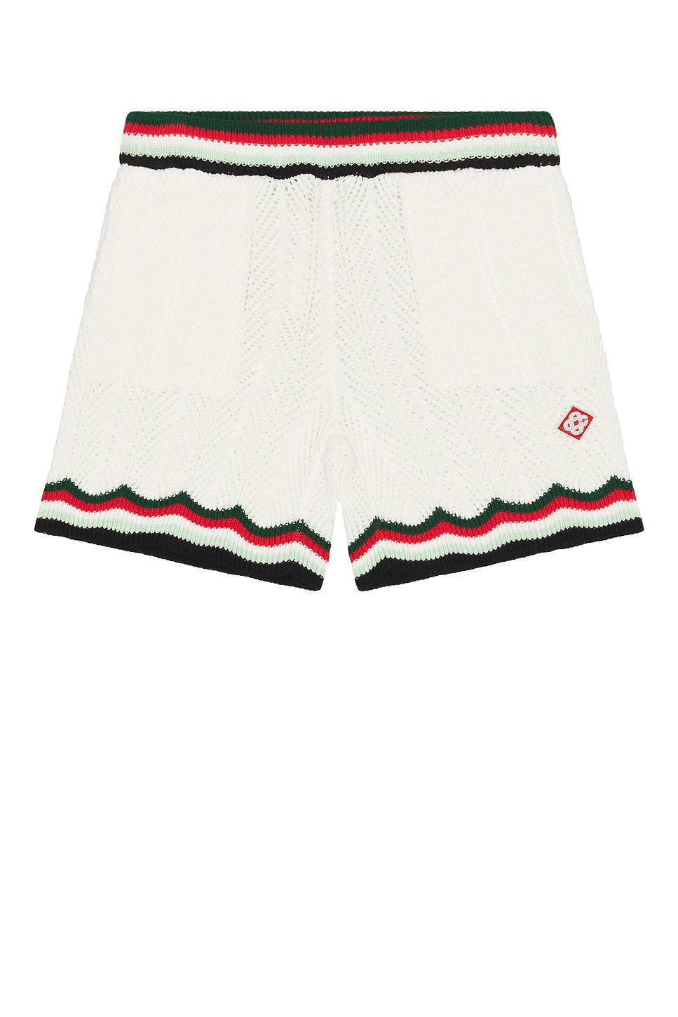 Casablanca Chevron Faux Crochet Shorts In White