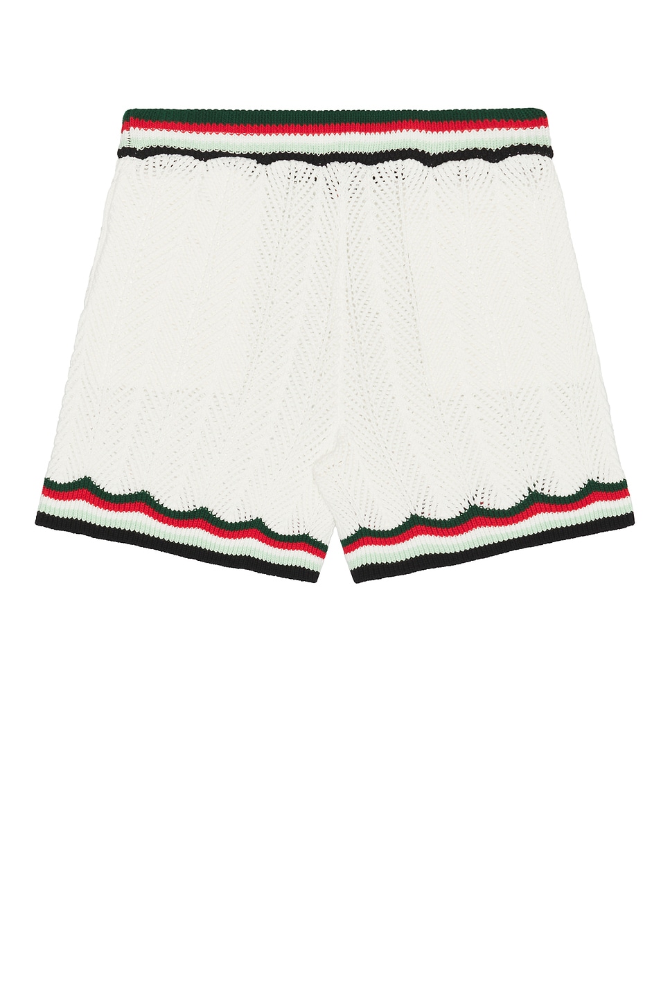 Casablanca Chevron Faux Crochet Shorts In White