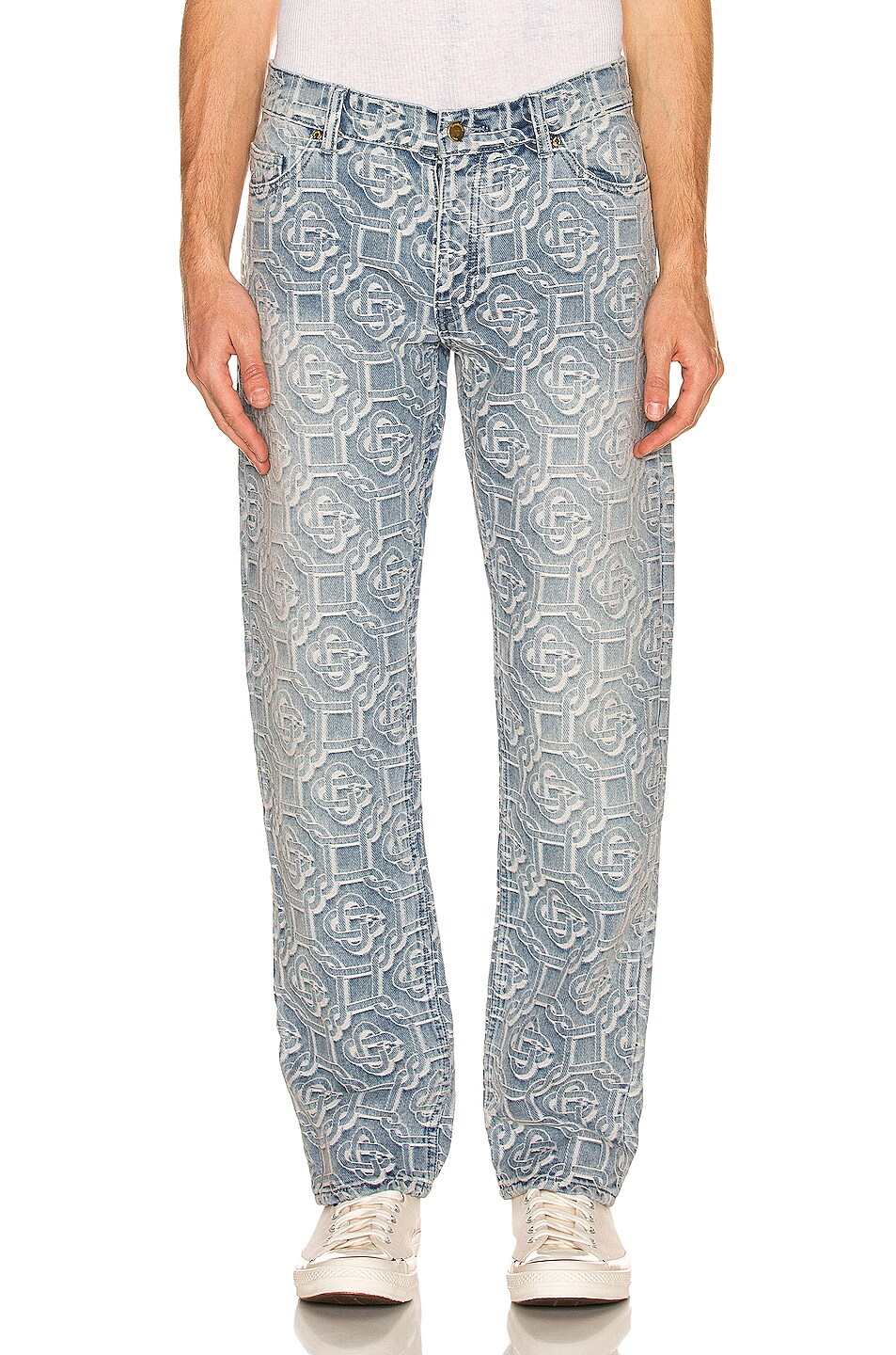 Casablanca Jacquard Logo Jeans in Sunbleach | FWRD