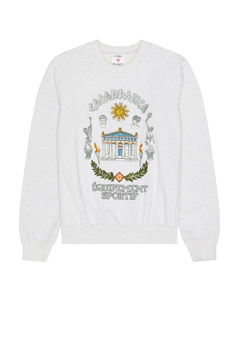 Le Temple Du Sport Embroidered Sweatshirt in Light Grey