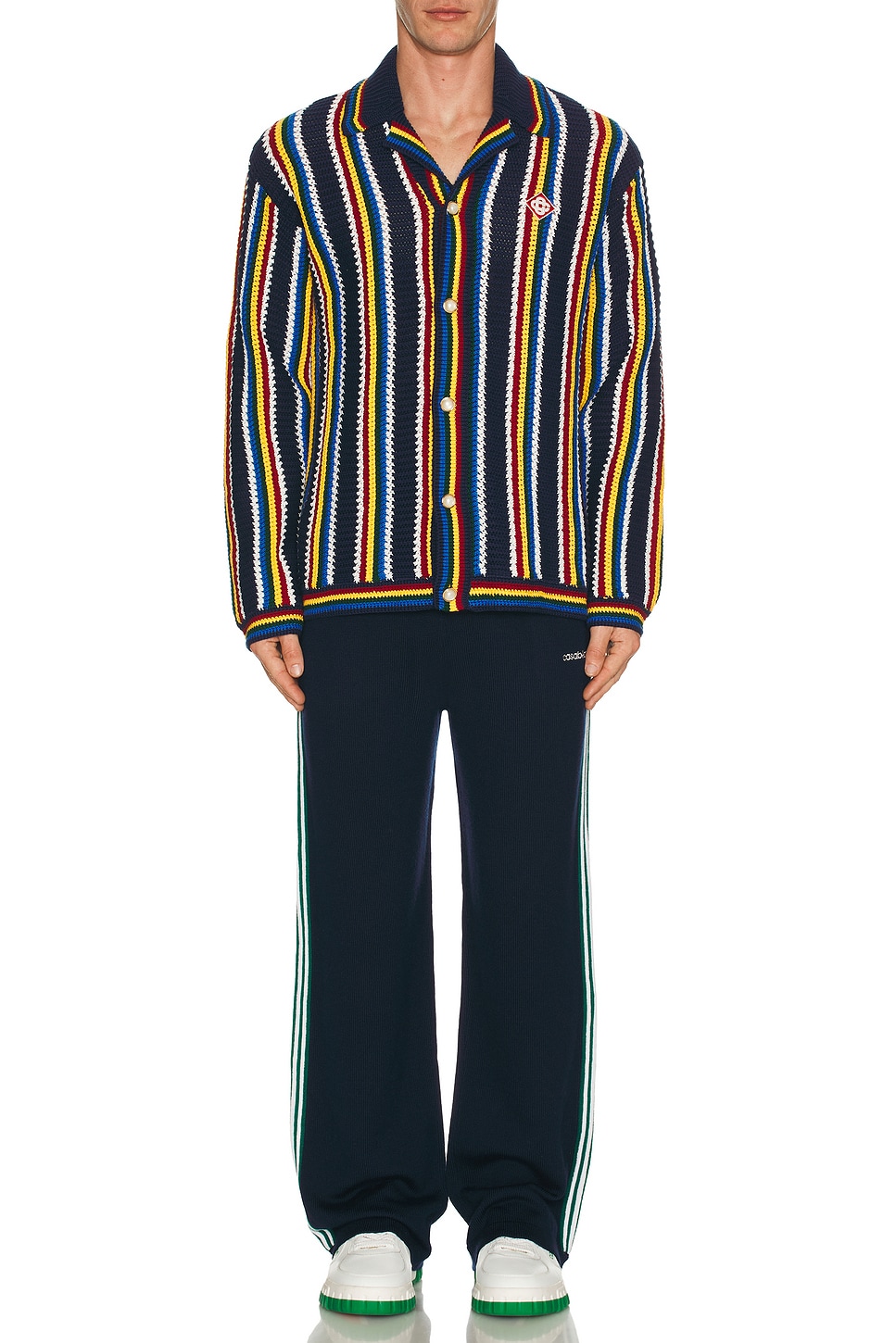 Image 1 of Casablanca Crochet Shacket in Navy