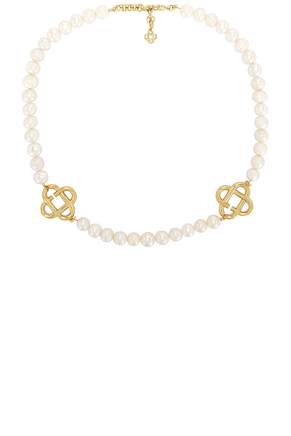 Medium Pearl Logo Necklace in White