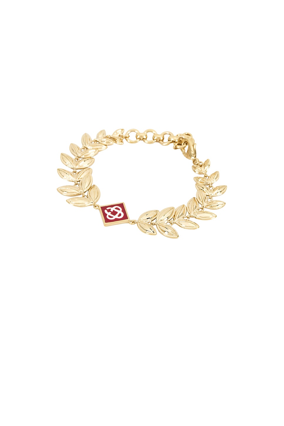 Image 1 of Casablanca Laurel Leaf Bracelet in Gold & Red