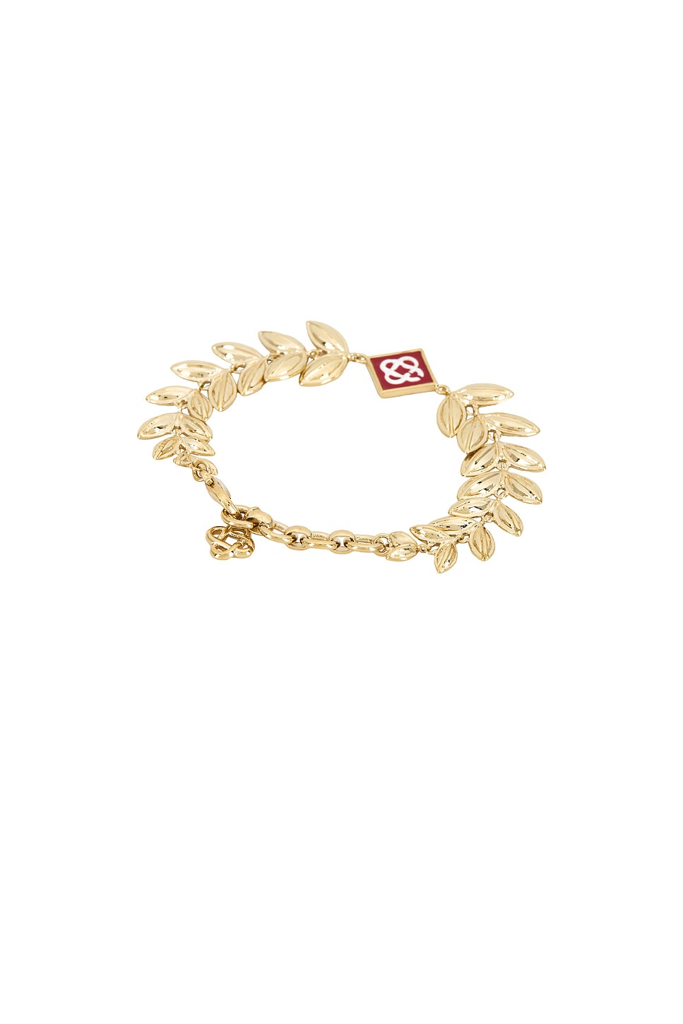 Image 1 of Casablanca Laurel Leaf Bracelet in Gold & Red