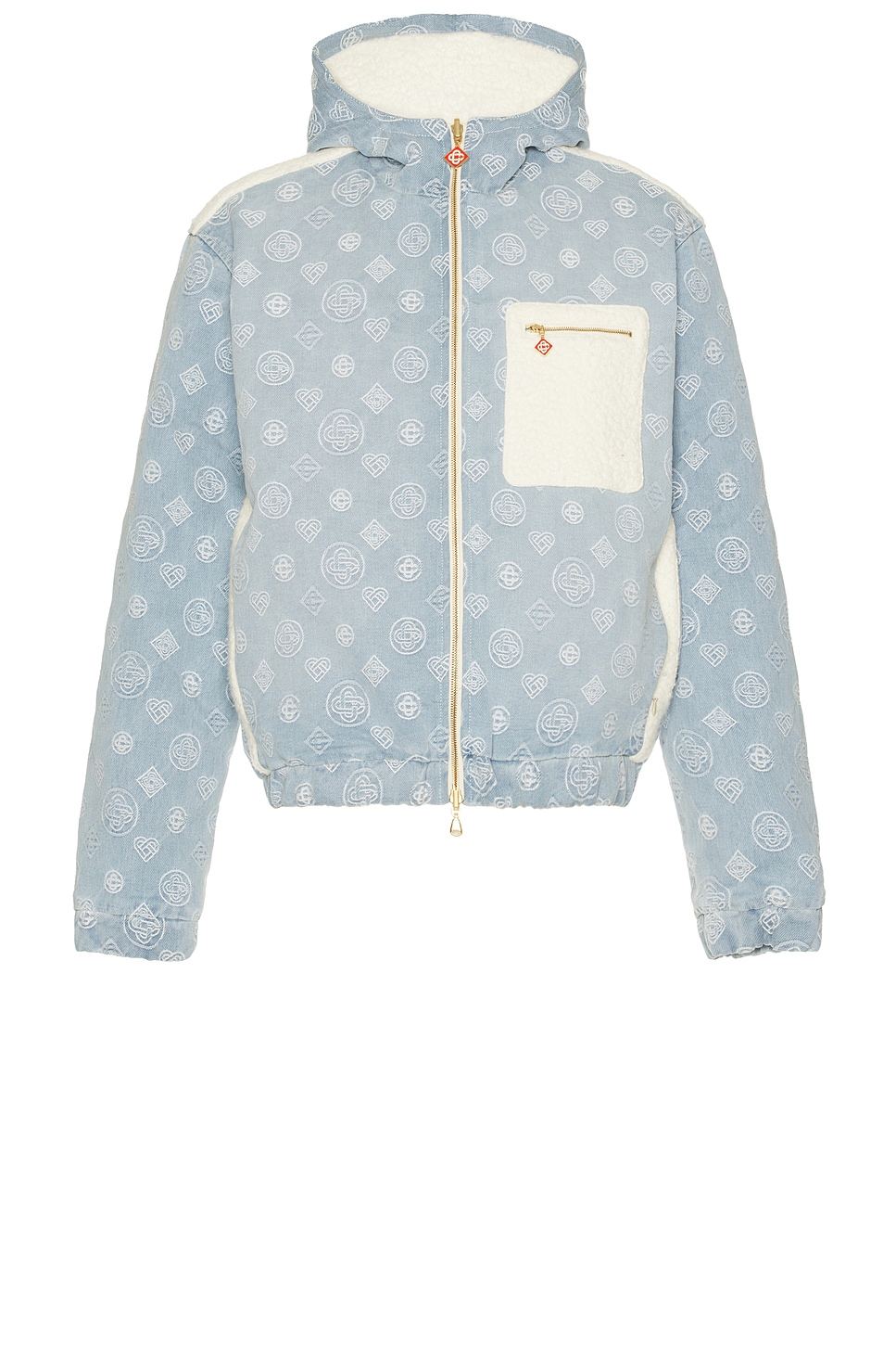 Image 1 of Casablanca Cashmere Terry & Denim Reversible Jacket in Bleached Monogra M Denim