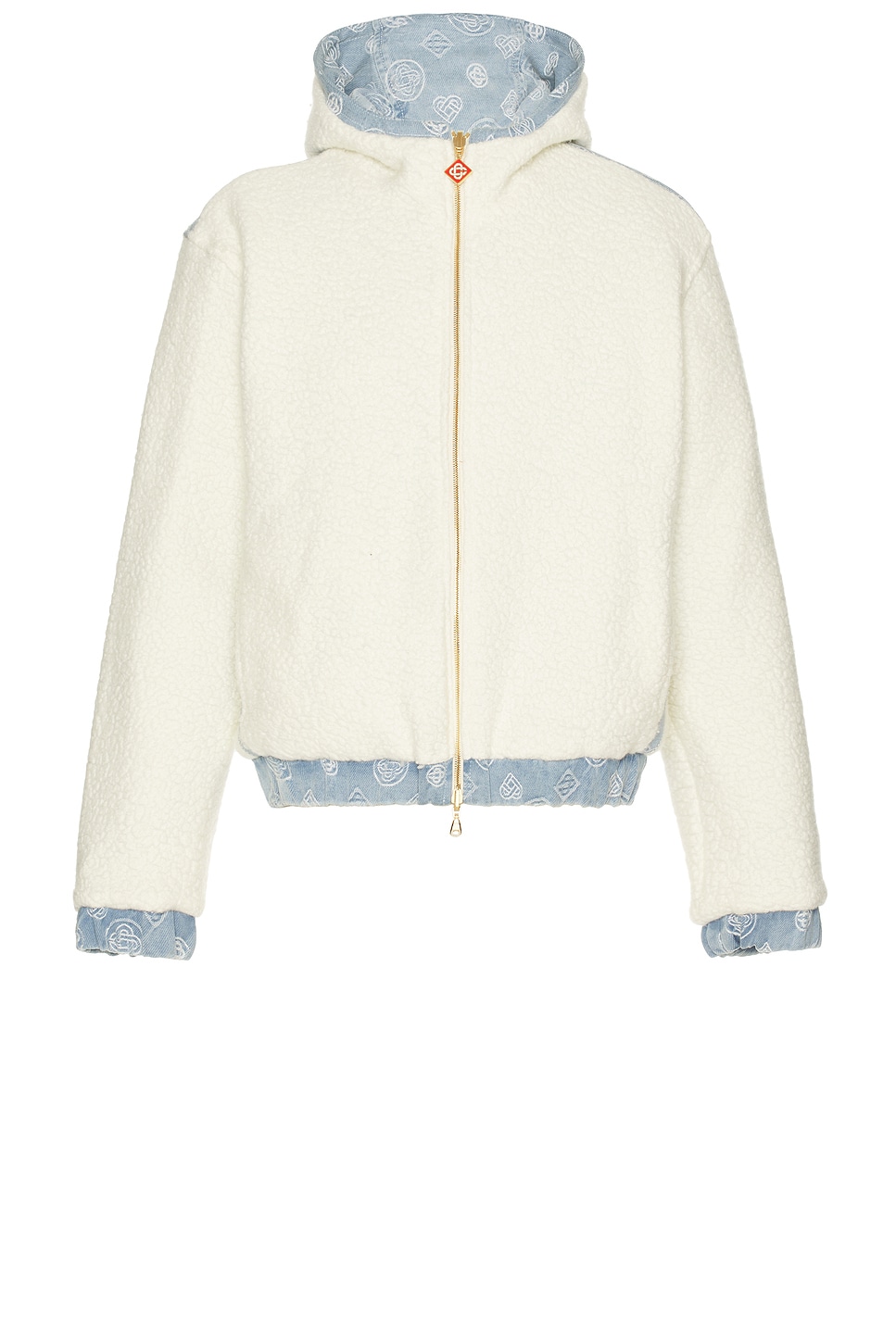 Image 2 of Casablanca Cashmere Terry & Denim Reversible Jacket in Bleached Monogra M Denim