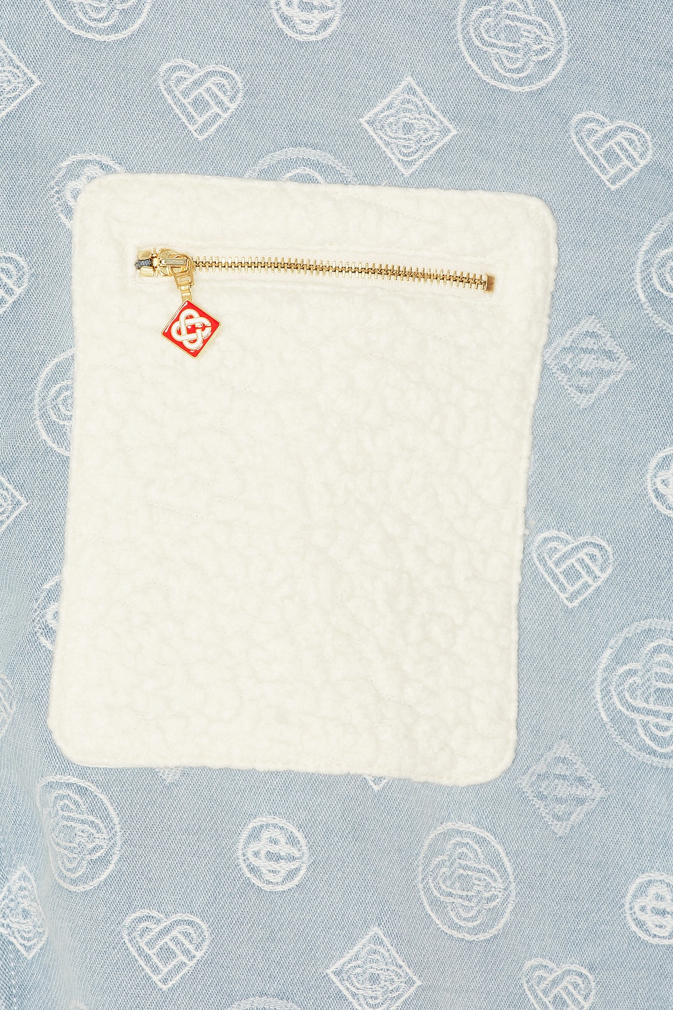 Image 4 of Casablanca Cashmere Terry & Denim Reversible Jacket in Bleached Monogra M Denim