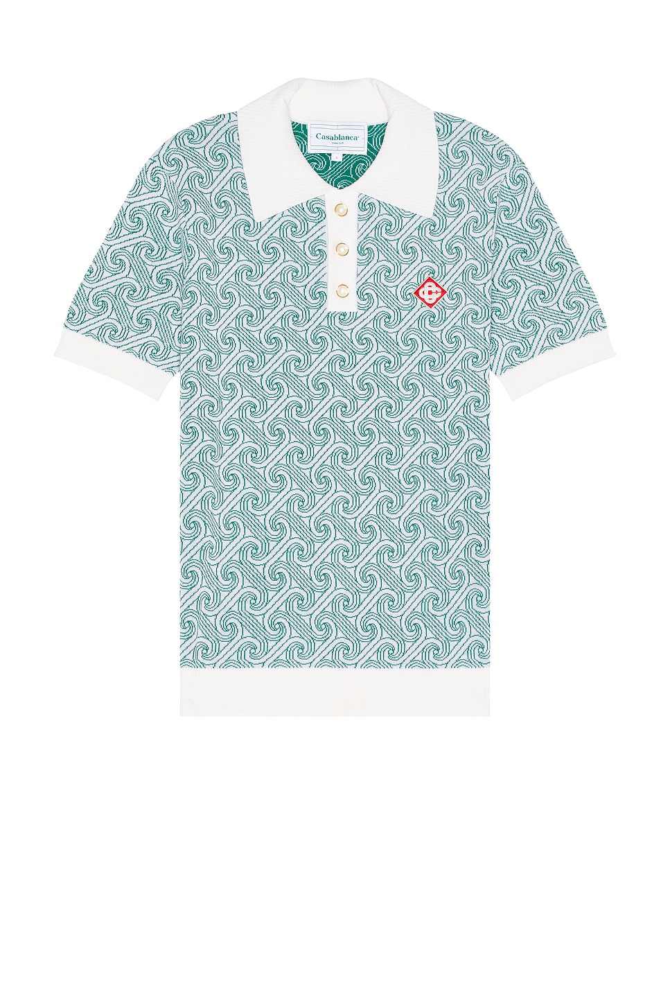 Shop Casablanca Jacquard Monogram Polo In Column Monogram