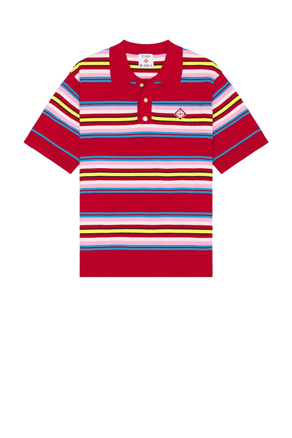 Image 1 of Casablanca Oversized Striped Polo in Multi Dark Red