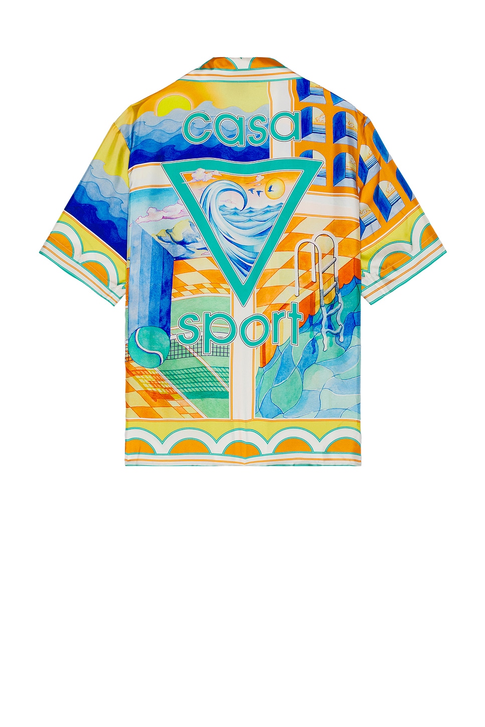 Shop Casablanca Short Sleeve Cuban Collar Shirt In Surreal Pool