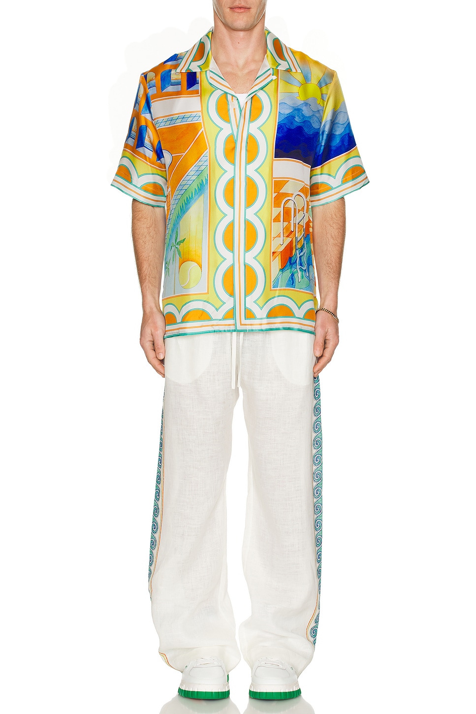 Image 1 of Casablanca Short Sleeve Cuban Collar Shirt in Surreal Pool
