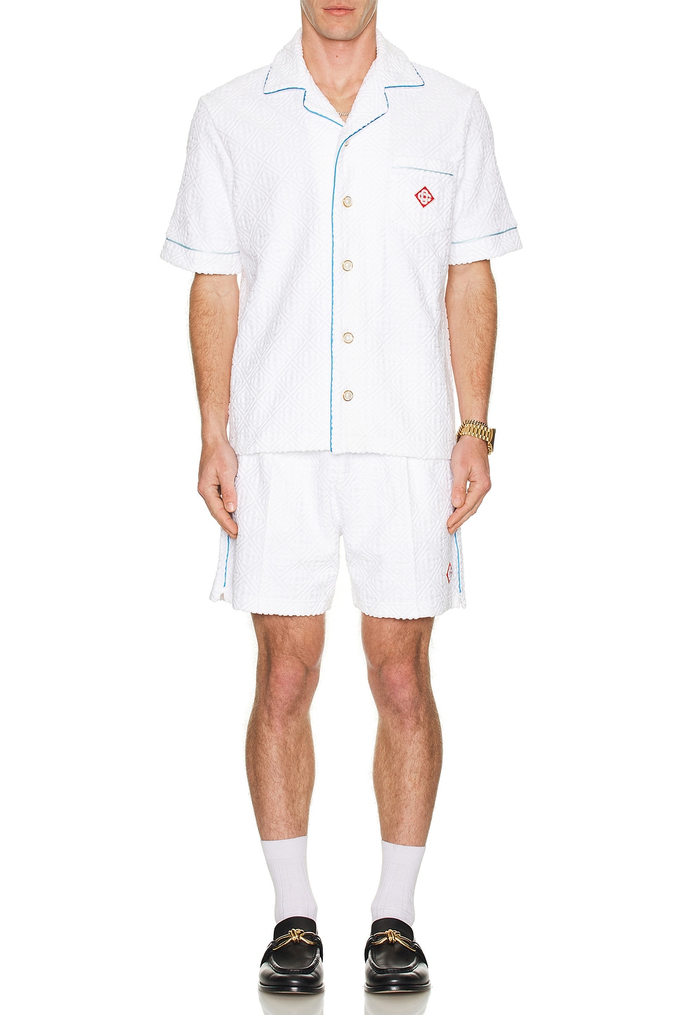Image 1 of Casablanca Short Sleeve Towelling Shirt in Tennis Stripe