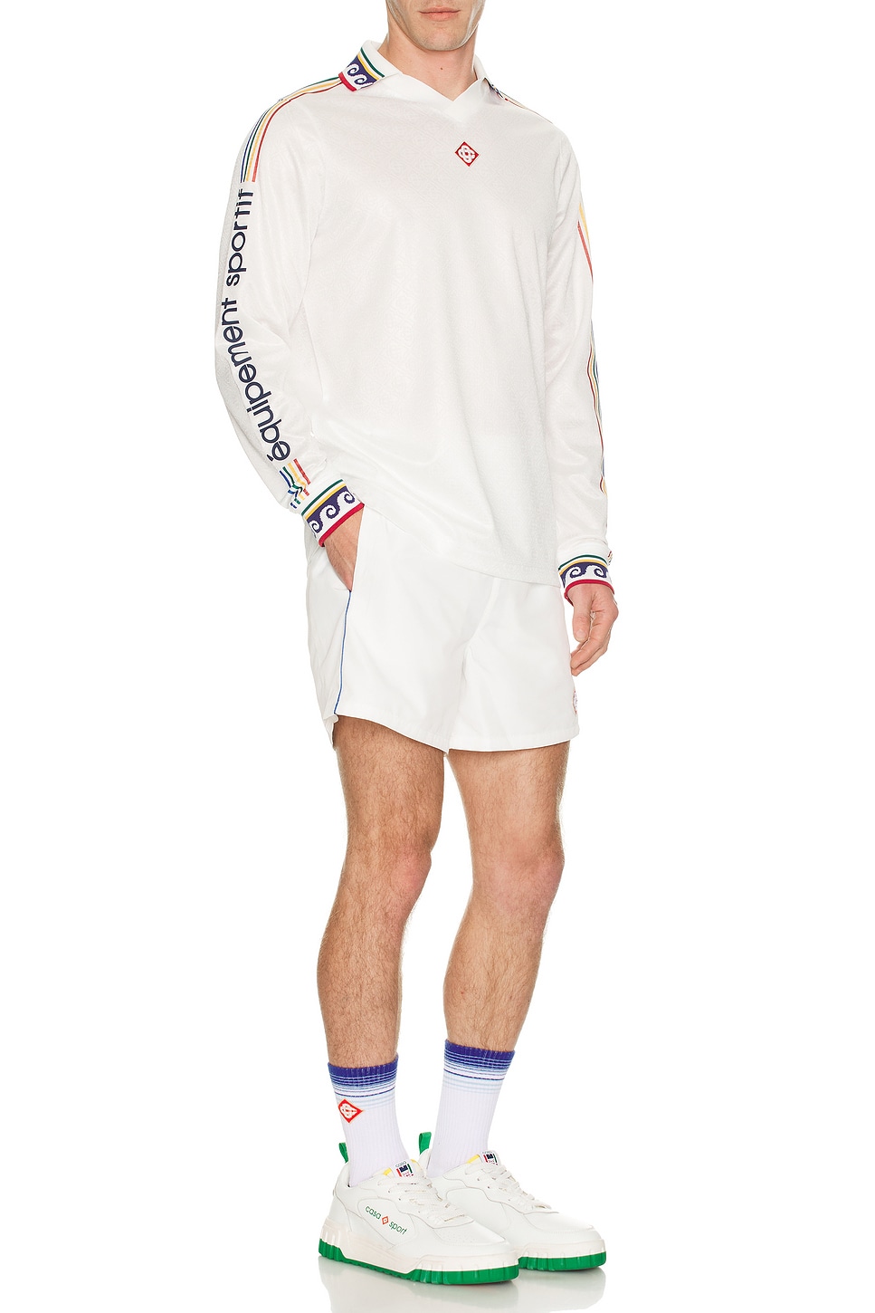 Image 1 of Casablanca Long Sleeve Football Shirt in Bright White