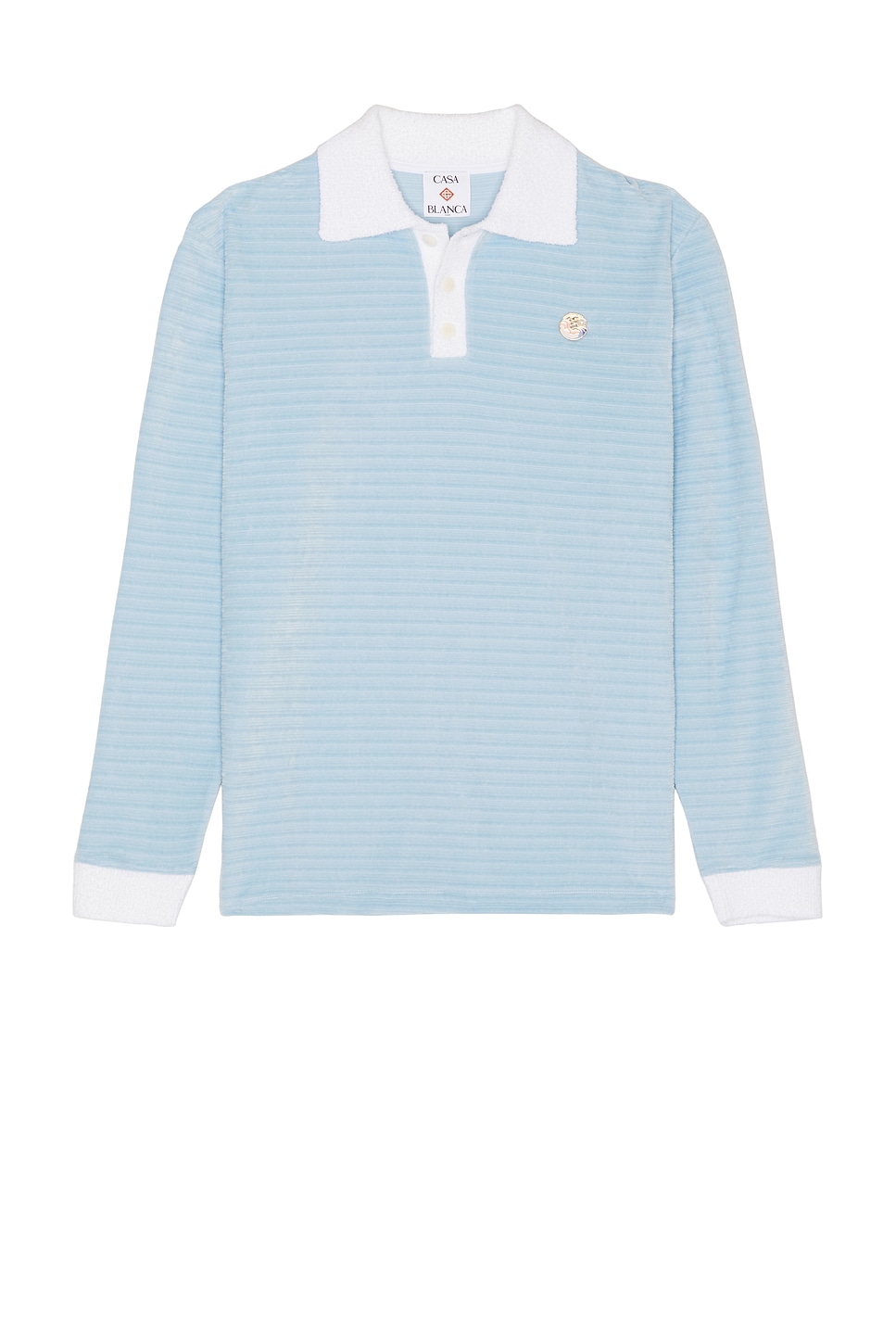 Image 1 of Casablanca Long Sleeve Velour Polo in Blue