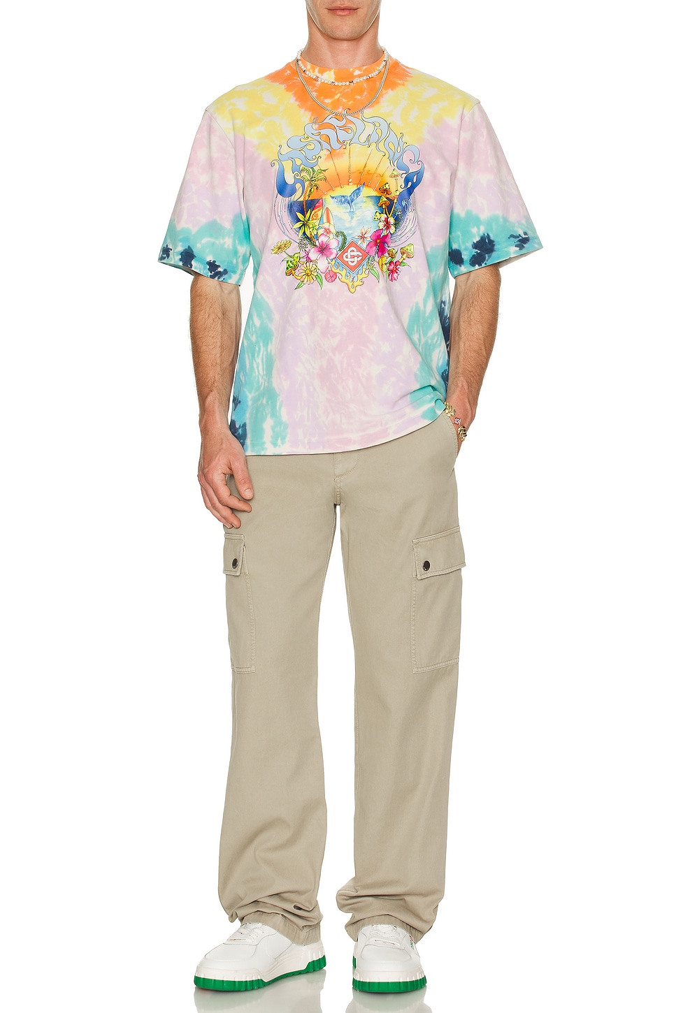 Image 1 of Casablanca Surf Trip Printed Oversized Tie Dye Tee in Surf Trip