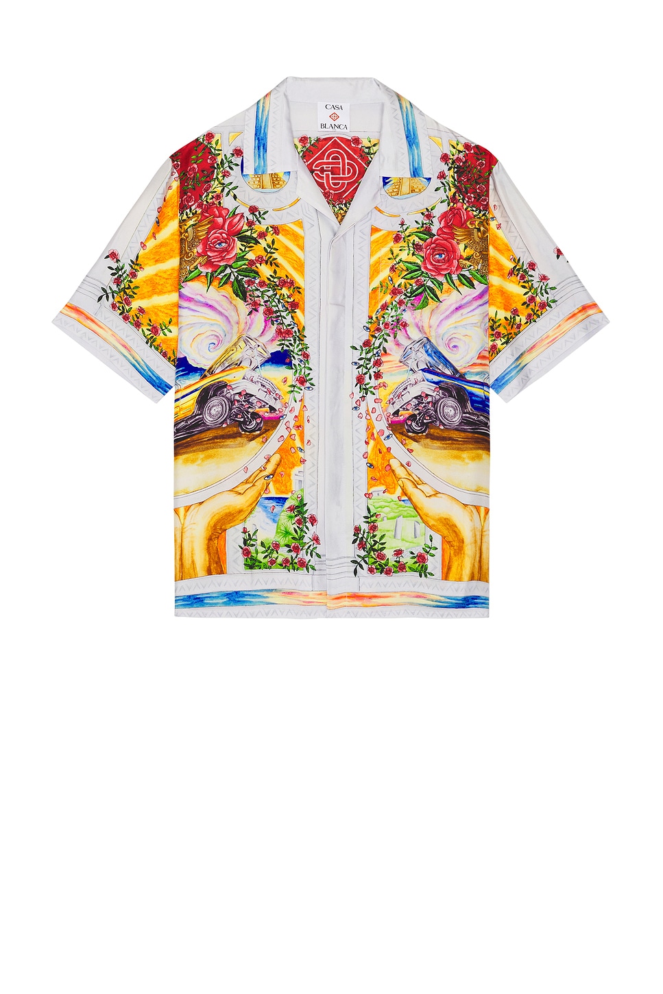 Image 1 of Casablanca Short Sleeve Cuban Collar Shirt in La Tournade De Rose