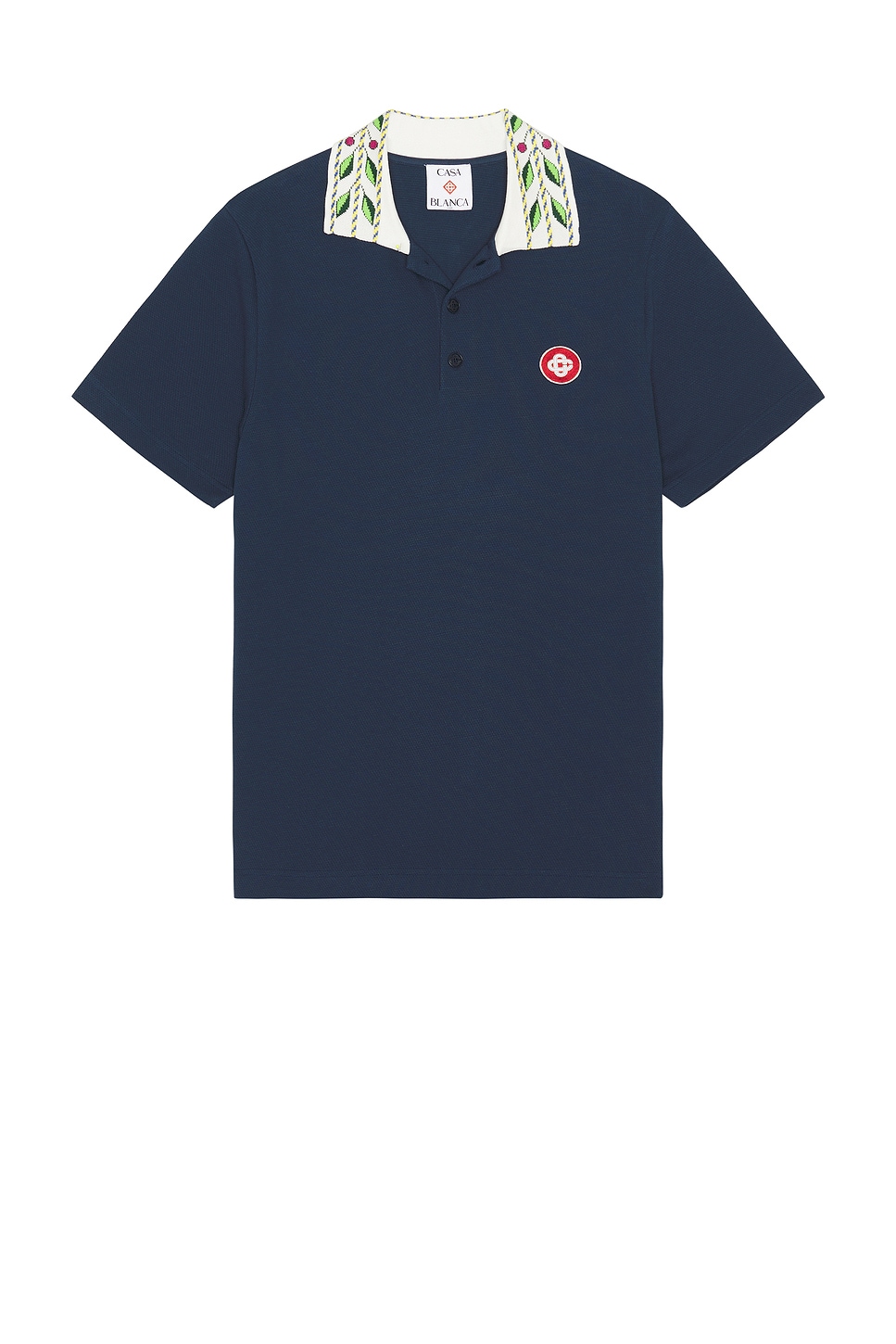 Image 1 of Casablanca Classic Laurel Pique Polo in Navy