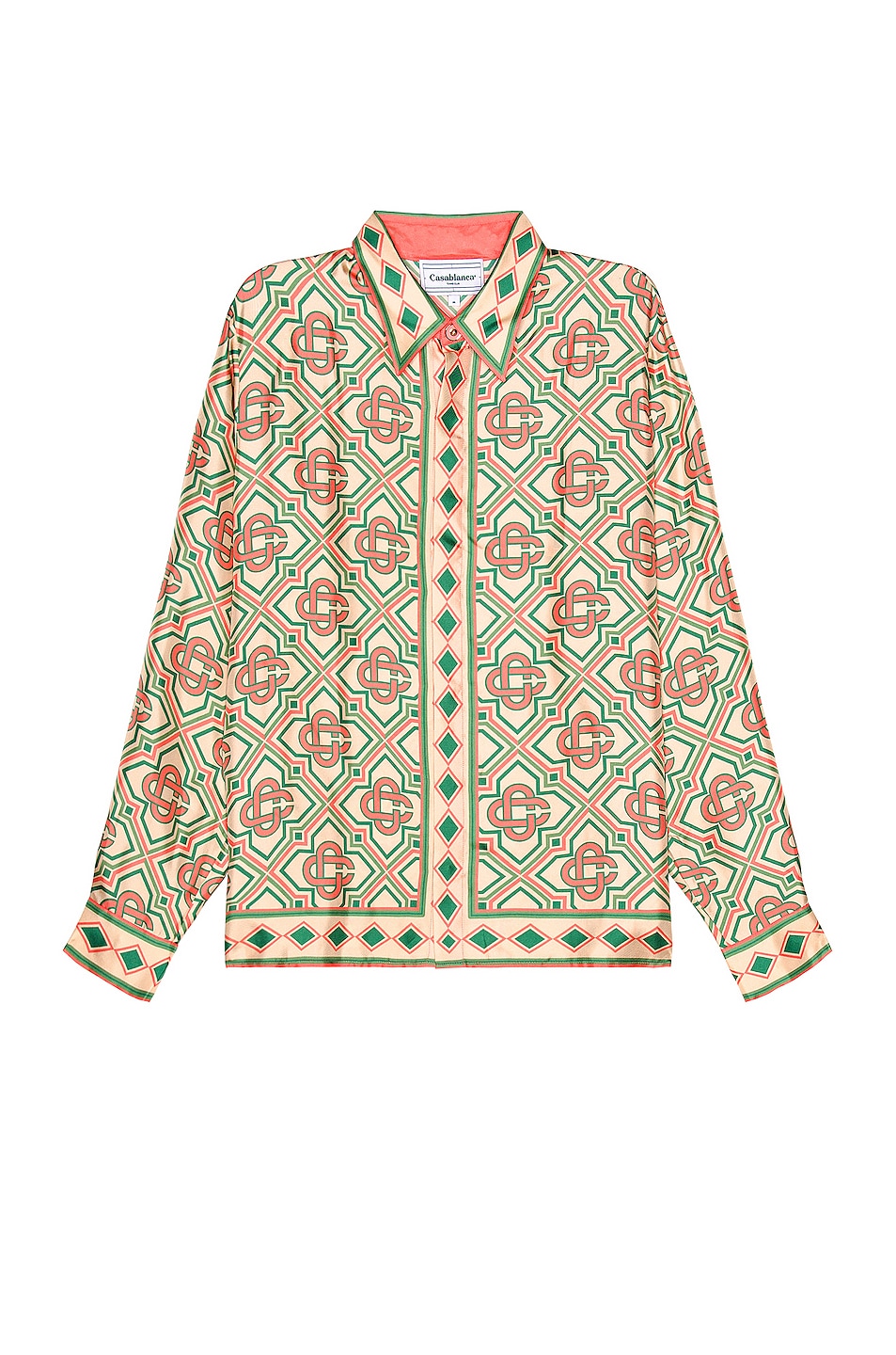 Image 1 of Casablanca Printed Diamond Monogram Silk Twill Shirt in Pastel