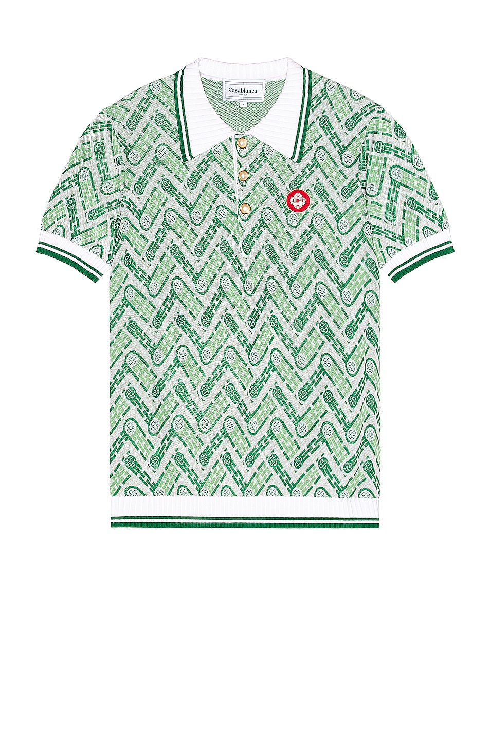 Image 1 of Casablanca Polo Shirt in Green Monogram