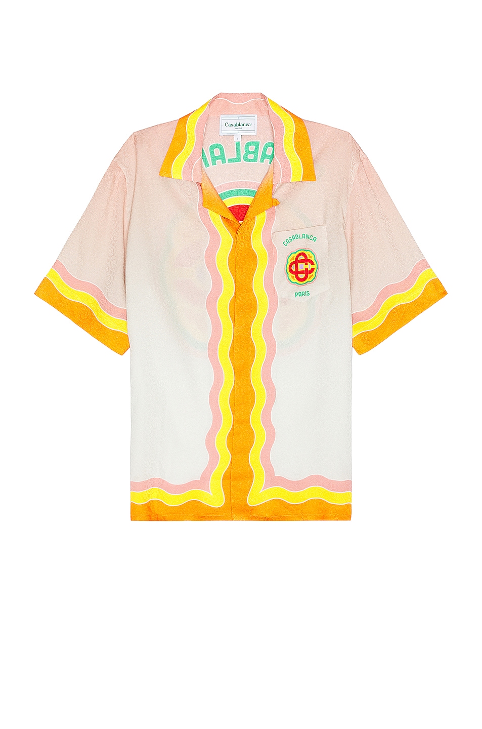 CASABLANCA CUBAN COLLAR SHORT SLEEVE SILK SHIRT