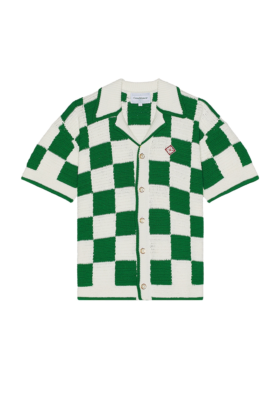Image 1 of Casablanca Scuba Crochet Shirt in White & Green