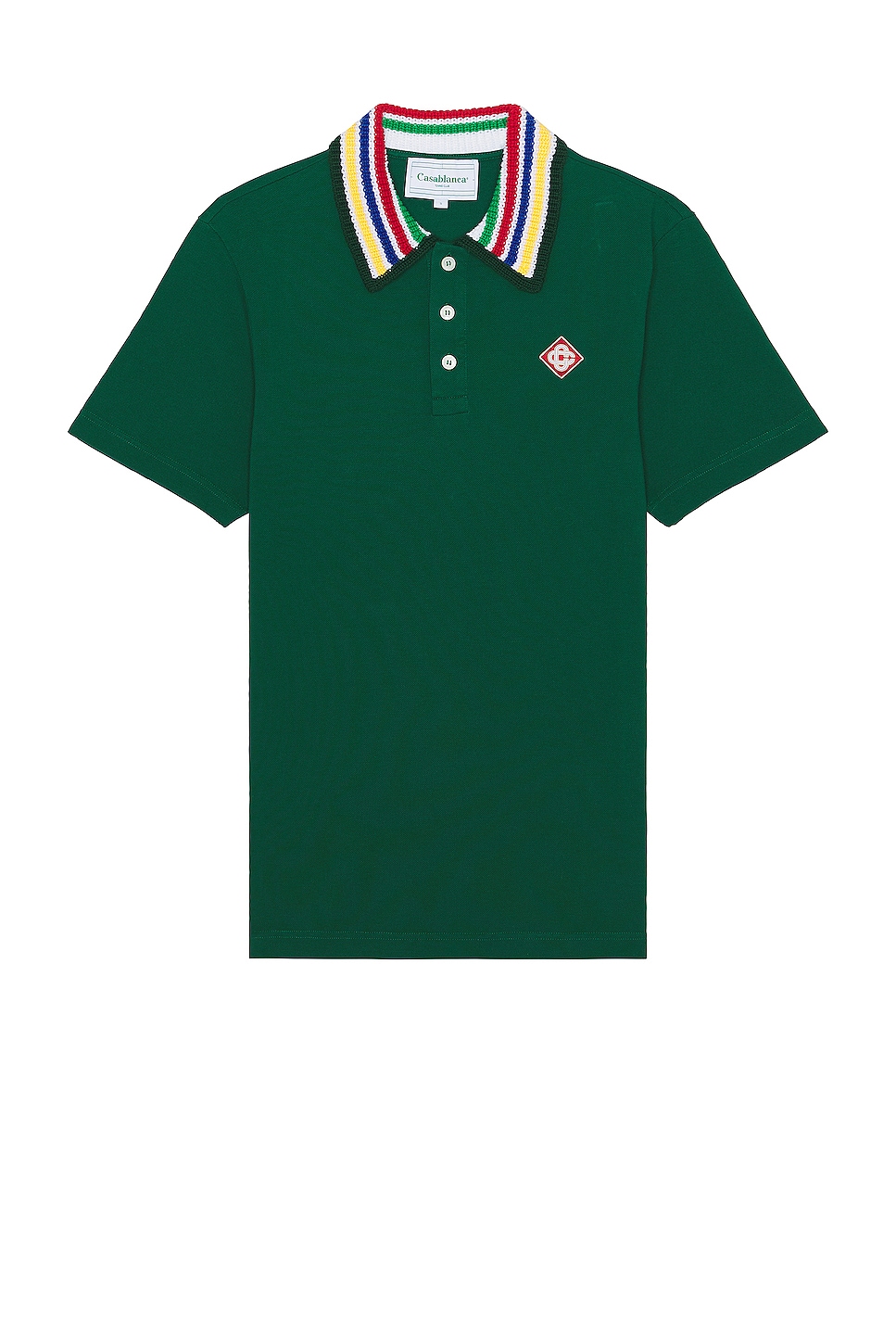 Image 1 of Casablanca Primary Stripe Knit Collar Classic Polo in Green