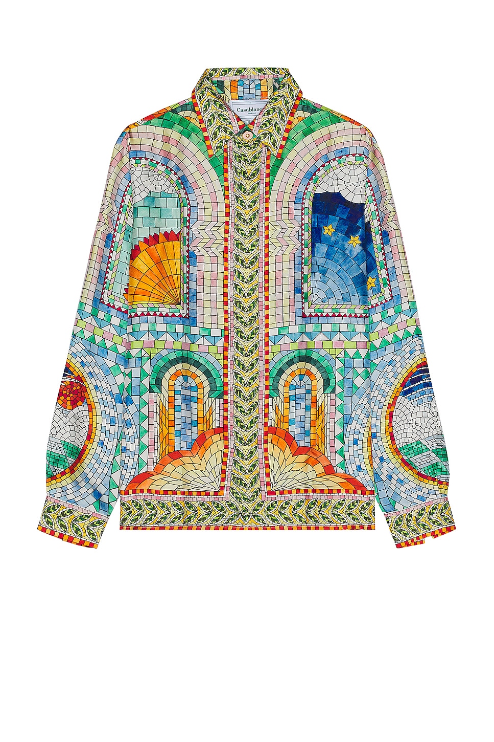 Casablanca Long Sleeve Silk Shirt in Mosaic De Damas | FWRD